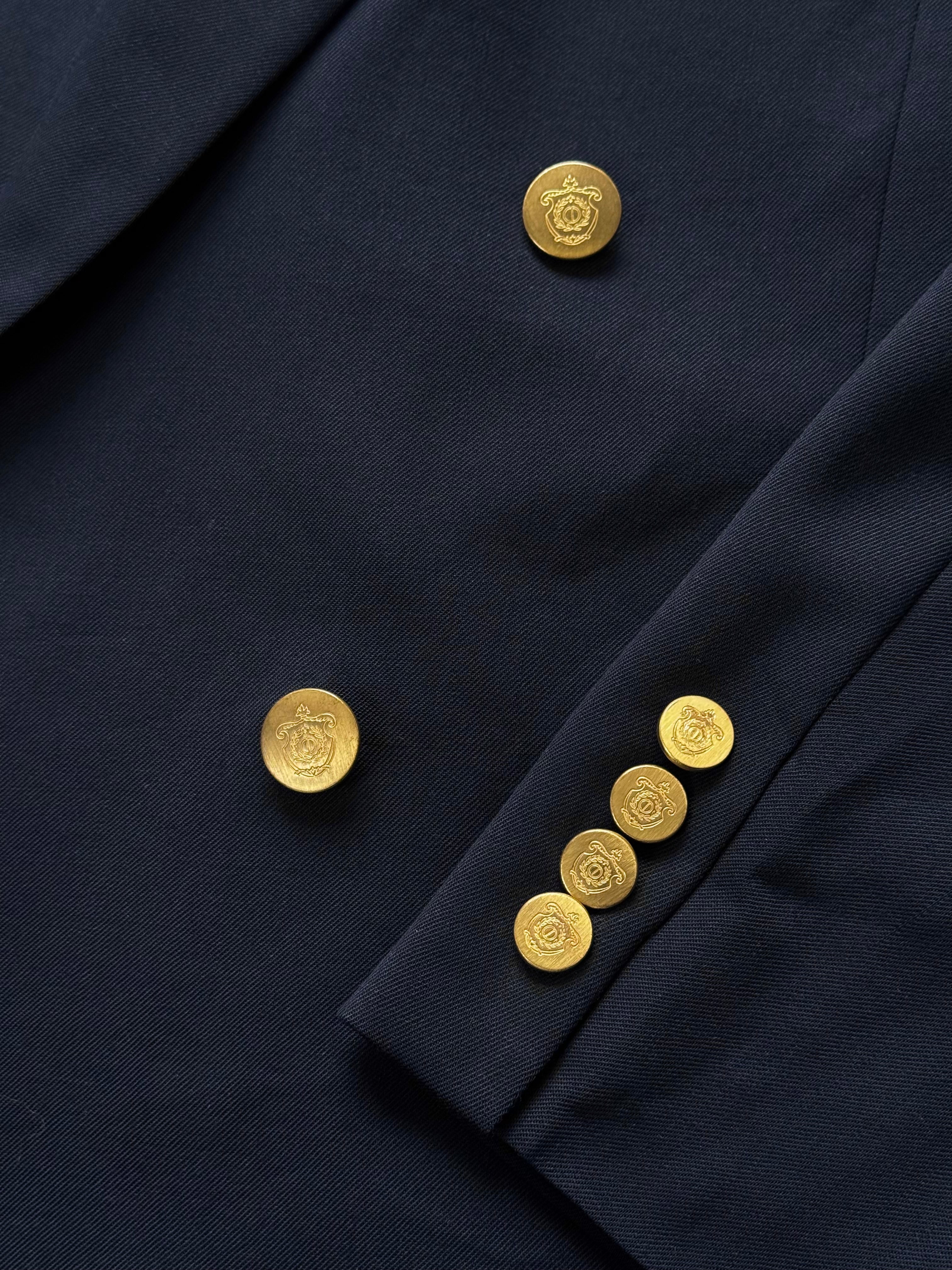 Christian Dior Monsieur 1980s bespoke double-breasted blazer, 42L/XL, tailored fit with classic button details.