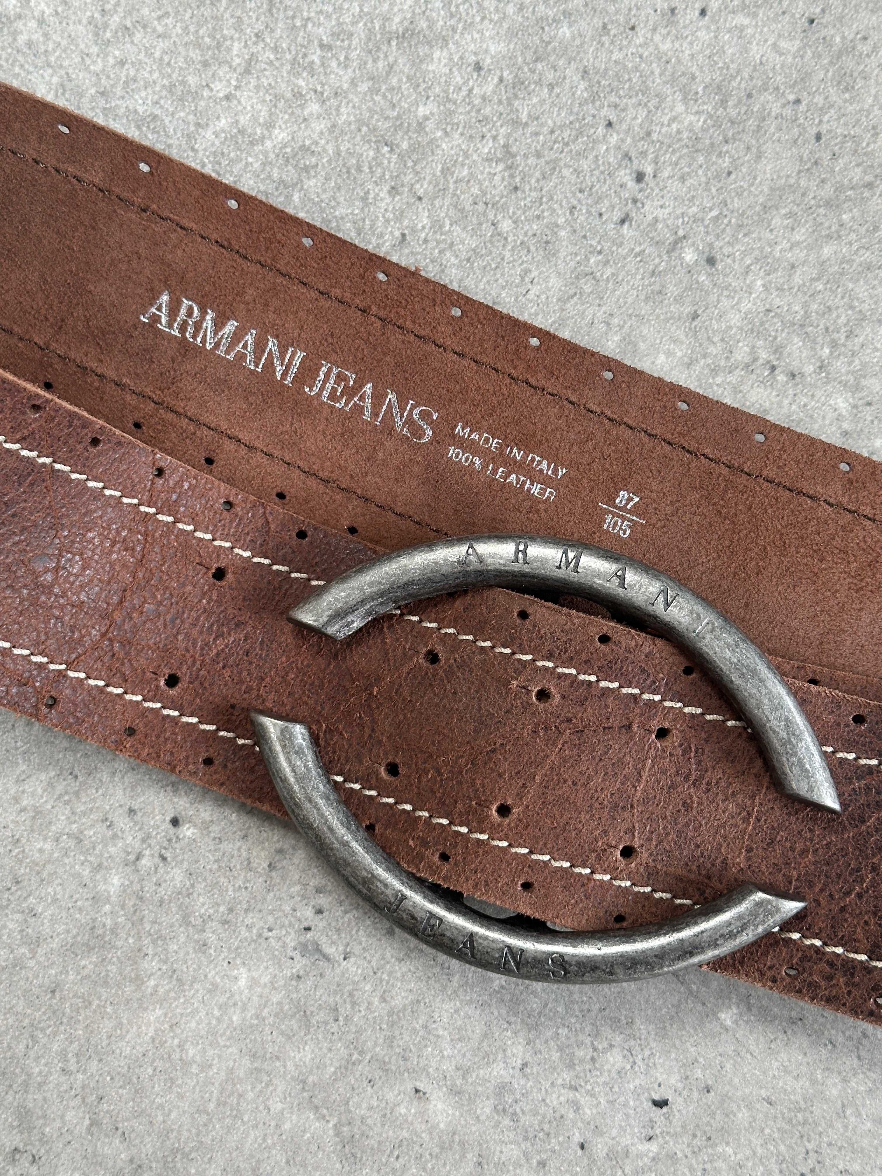 Armani Jeans 2000s Leather Chunky Belt - W33-37