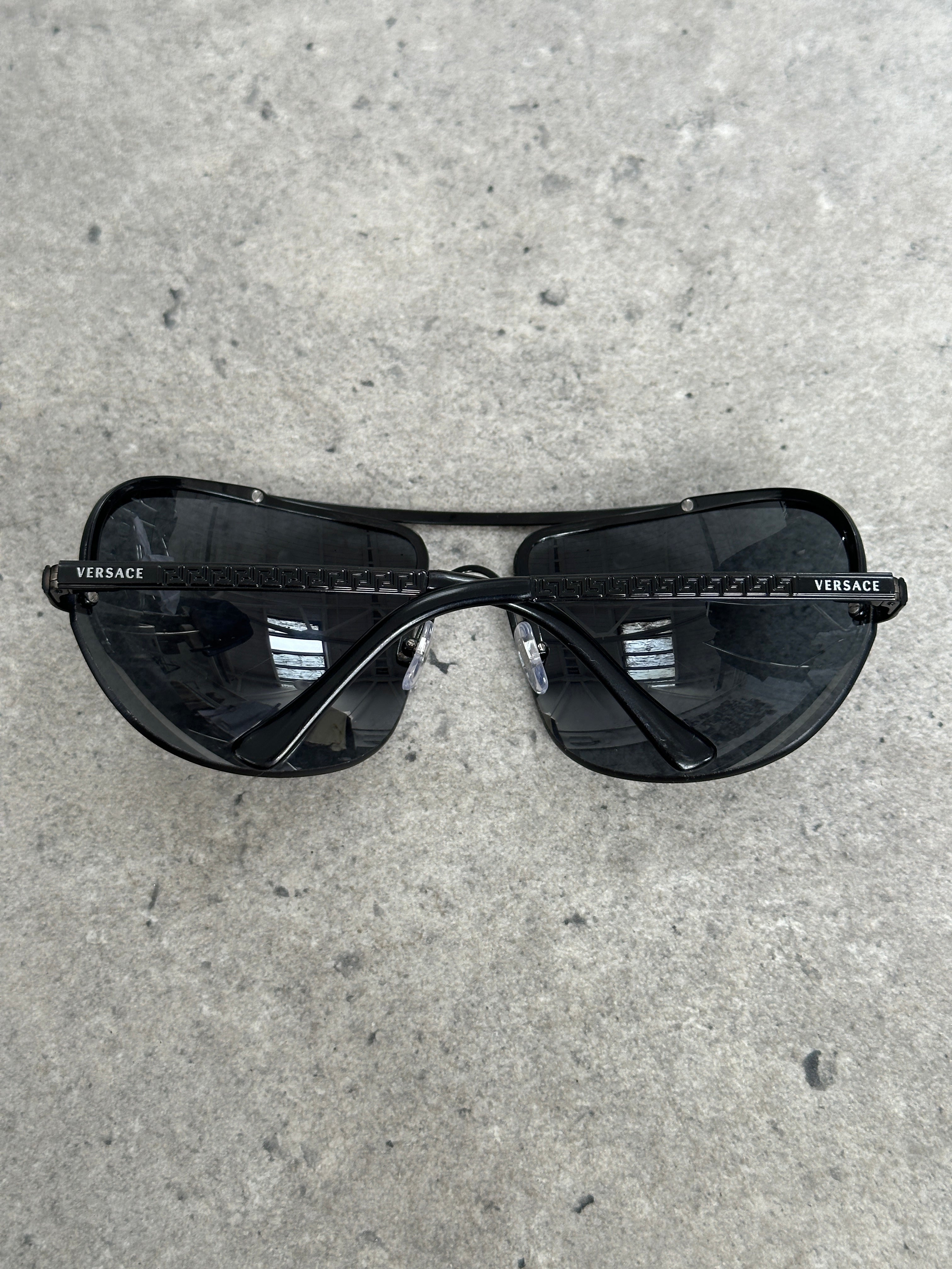 Versace 2000s Shield Aviator Logo Sunglasses