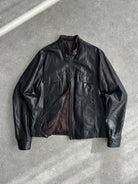 Italian Vintage Double Zip Distressed Leather Jacket - L/XL - SYLK