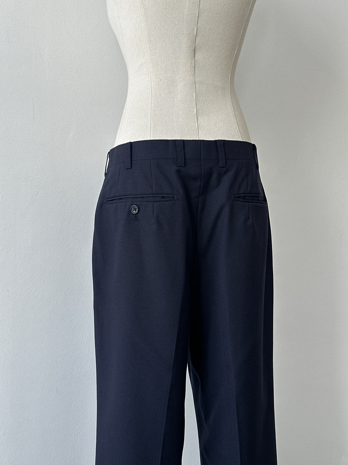 Burberry 1990s Pure Wool Straight Leg Trousers - W30