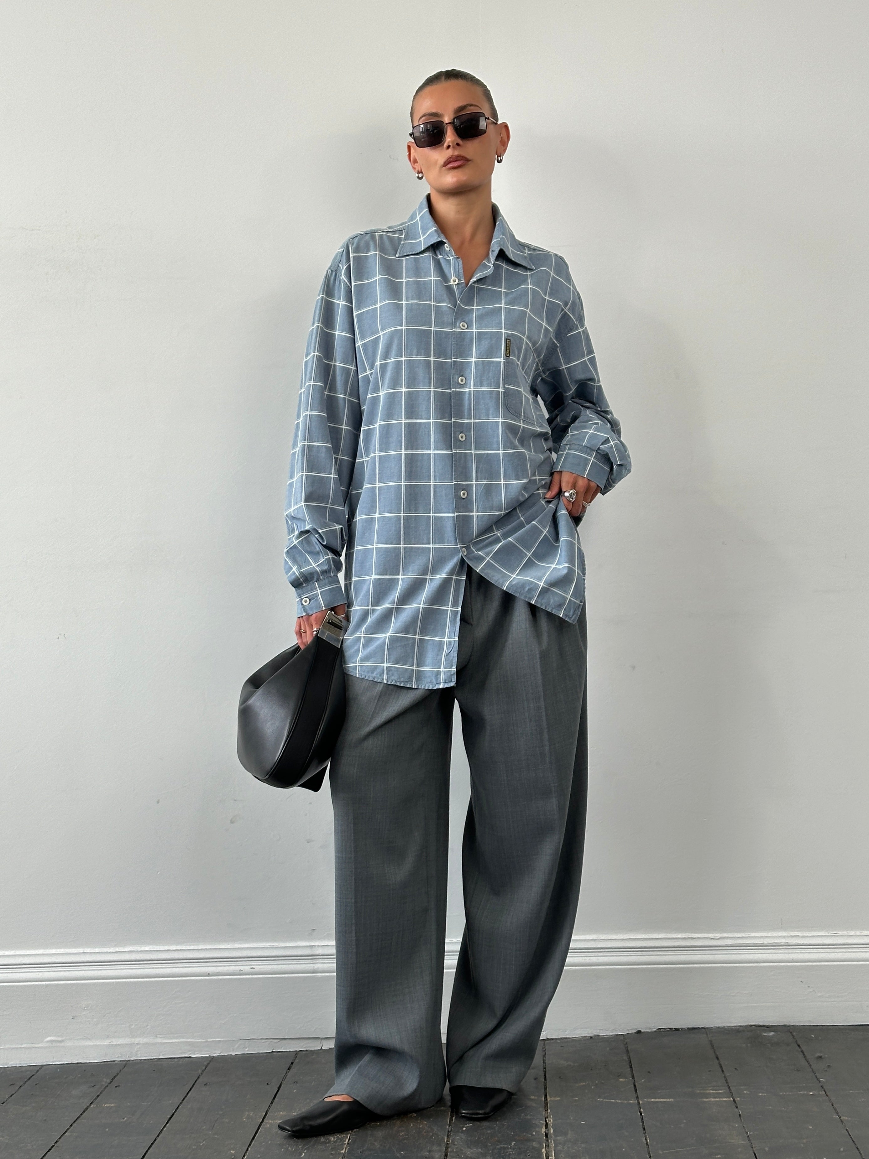 Armani Jeans check flannel cotton shirt in XXL with logo, featuring a classic plaid pattern and button-down front.