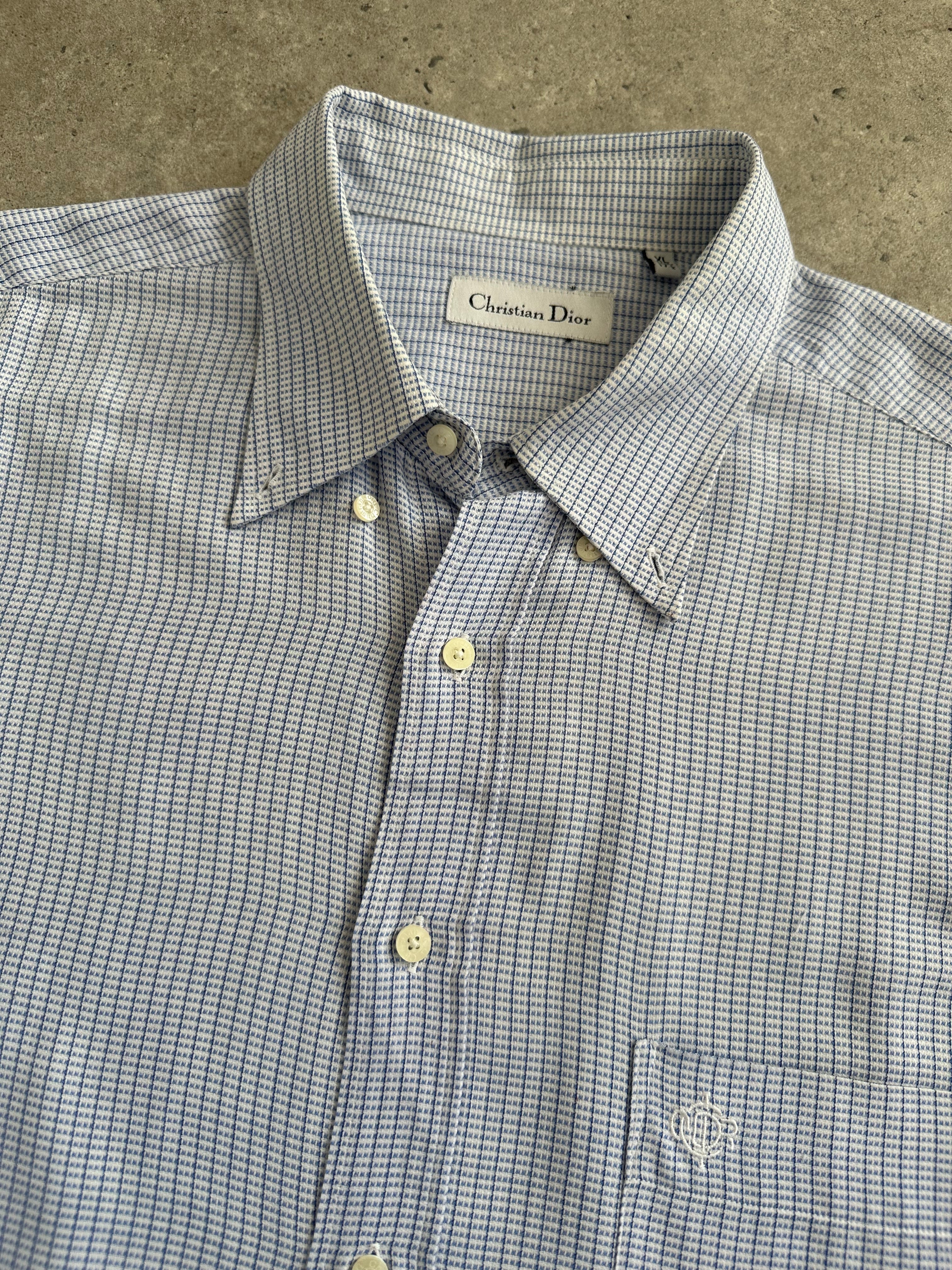 Christian Dior cotton check logo shirt in size XL/XXL, featuring a classic check pattern and the Dior logo emblem.