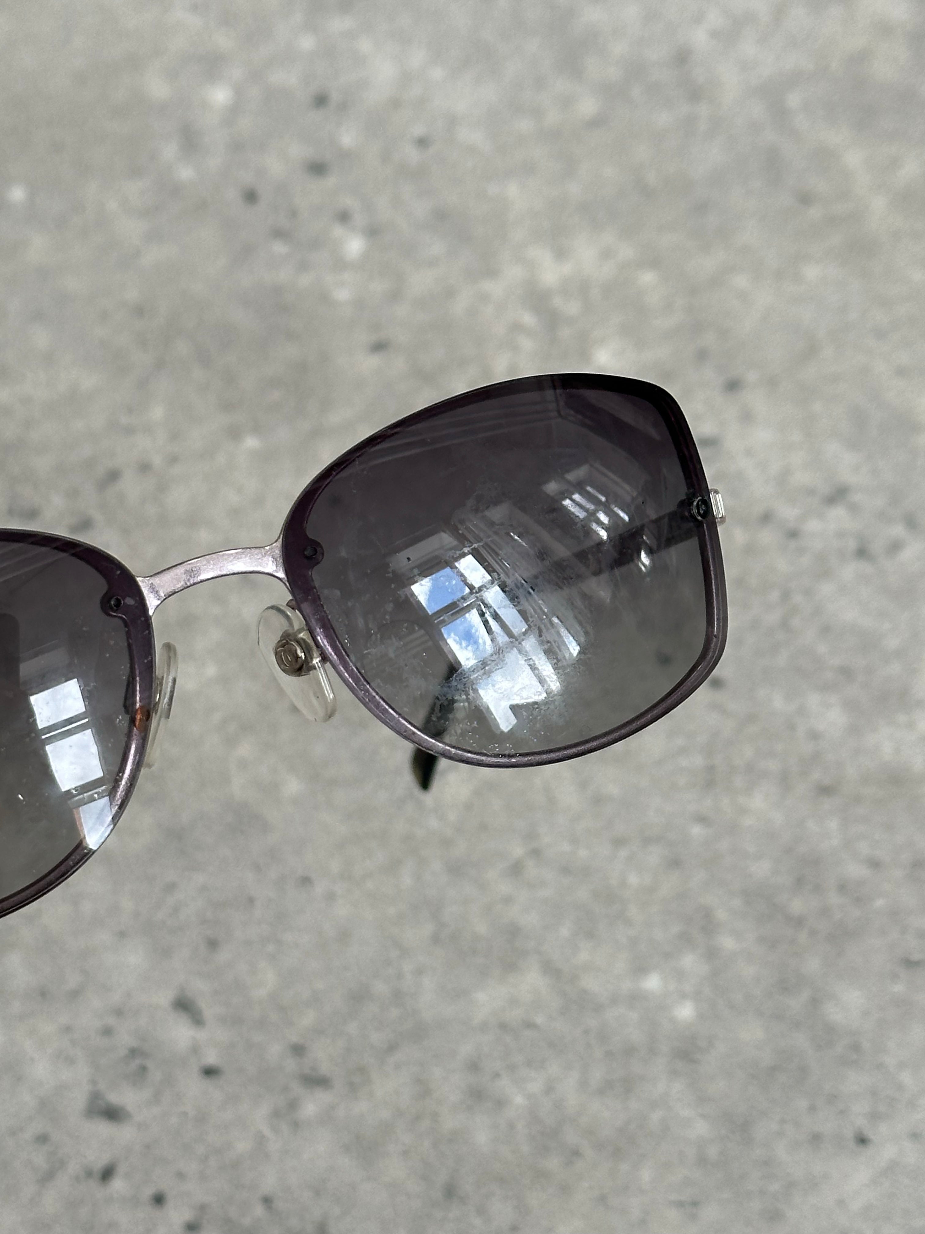Chanel 2000s Rimless Crystal Bar Rectangle Sunglasses