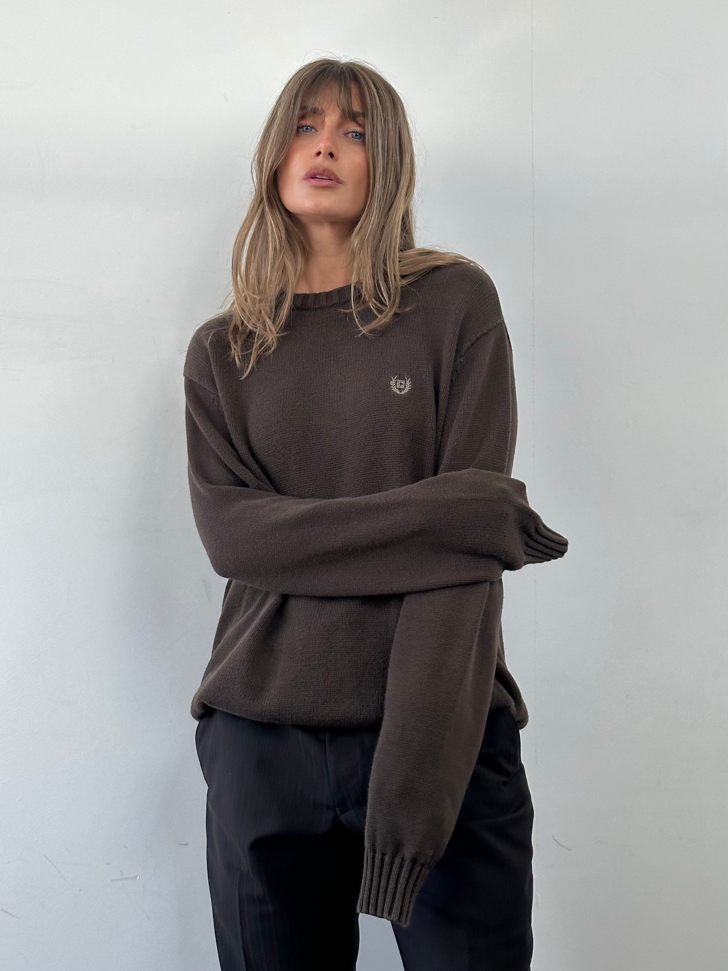 Chaps Ralph Lauren men's cotton crew neck jumper in XXL, soft knit fabric, displayed on a neutral background.