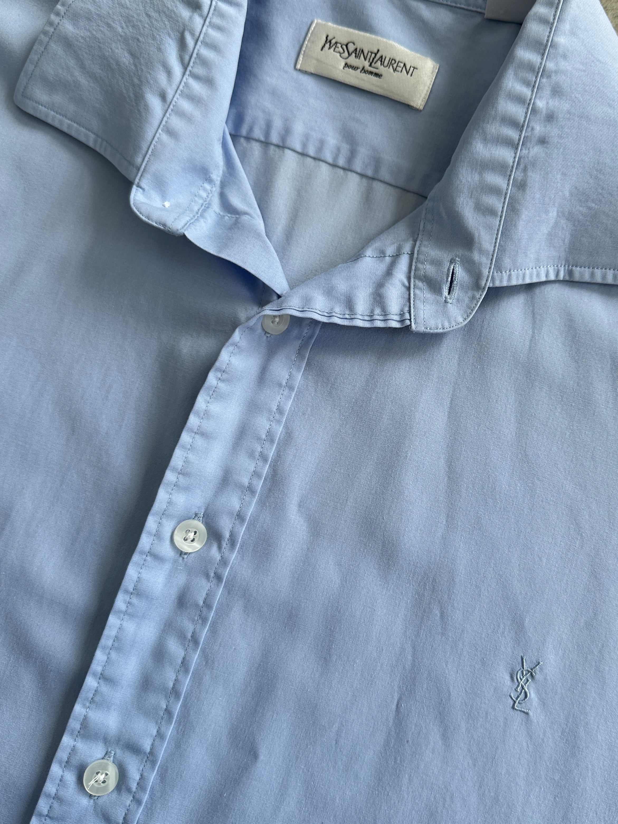 Yves Saint Laurent Pour Homme cotton logo shirt in XL, featuring a classic design with the YSL logo on the front.