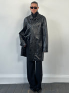 Italian Vintage 1990s Funnel Neck Leather Trench Coat - XL - SYLK