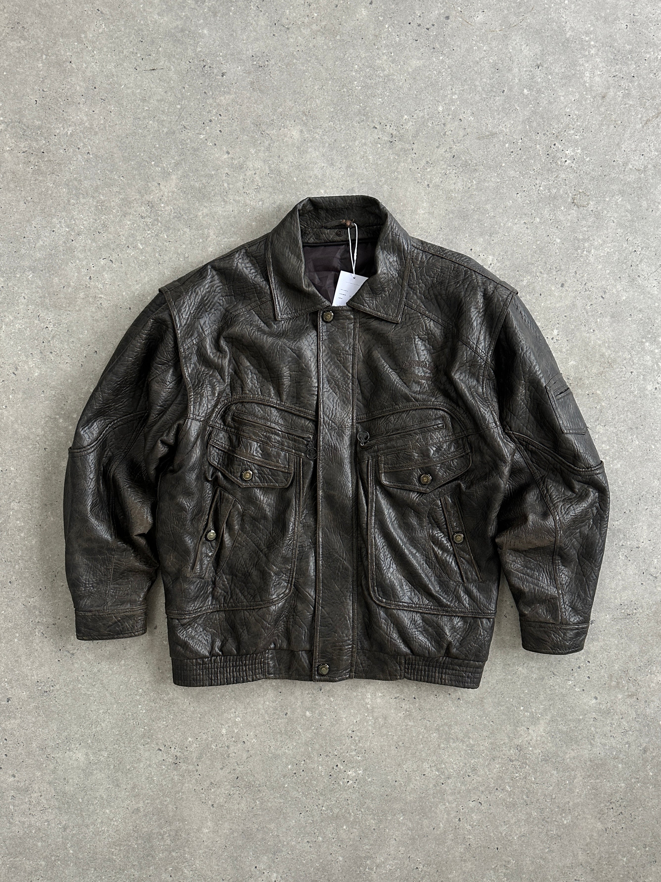 Vintage mid-length faux leather croc print bomber gilet jacket in XL, featuring a stylish vintage design and textured crocodile pattern.