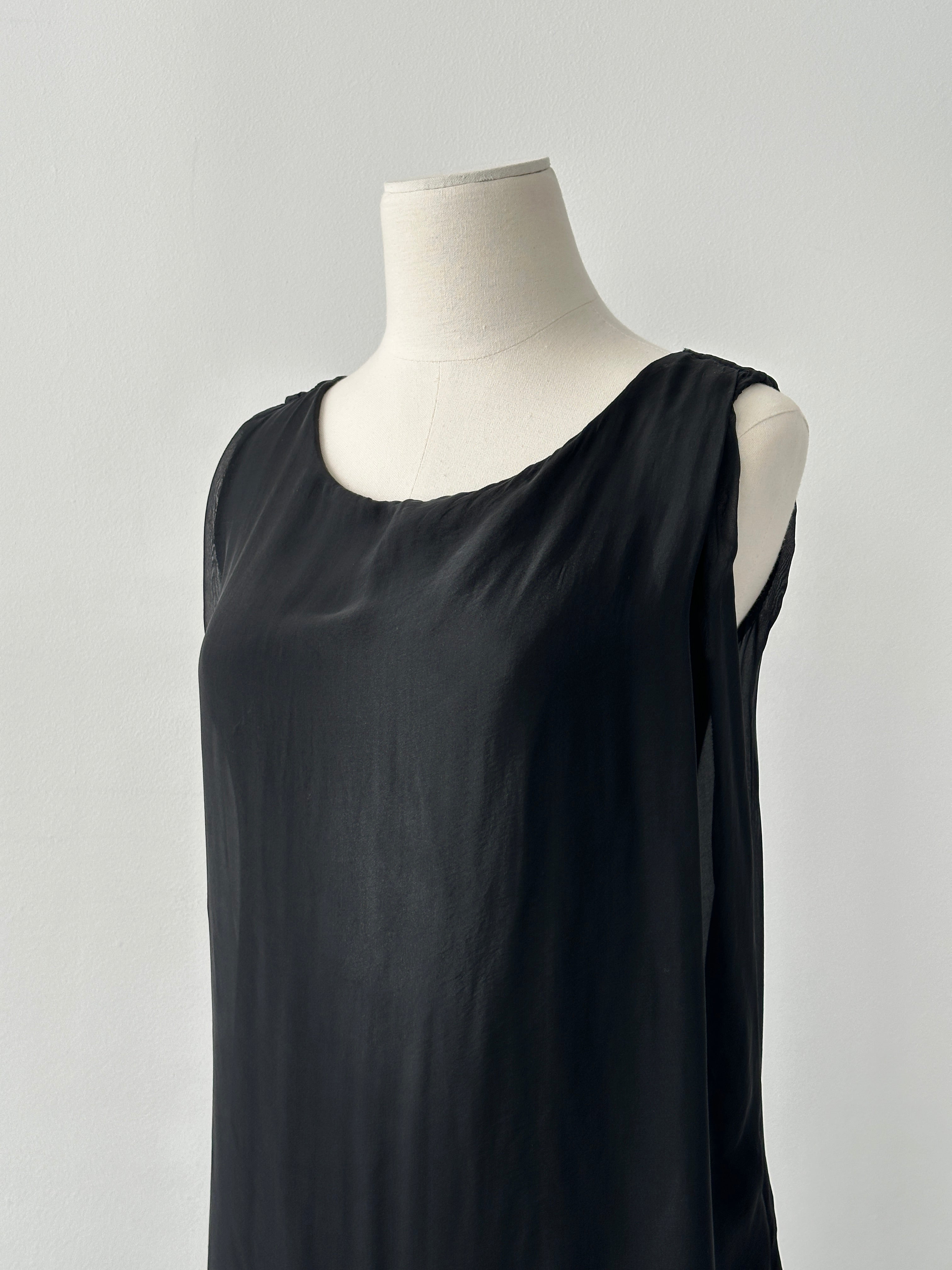 Italian Vintage 1990s Pure Silk Sleeveless Belted Dress - M