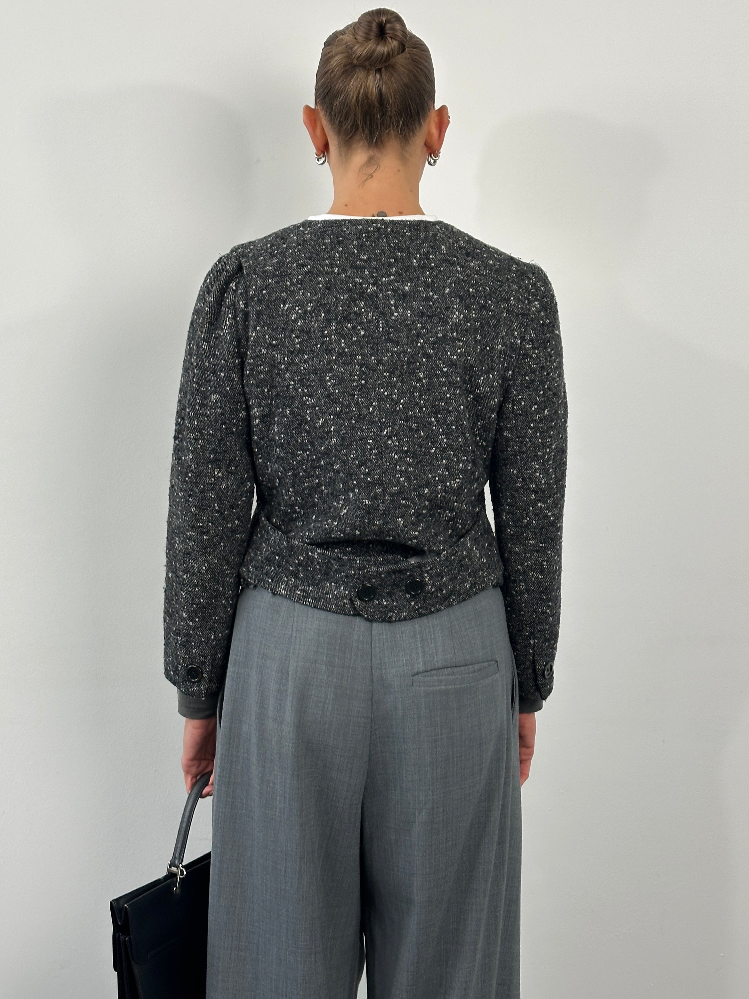 Italian vintage 1990s pure wool tailored jacket in S/M size, classic craftsmanship, stylish and timeless design.