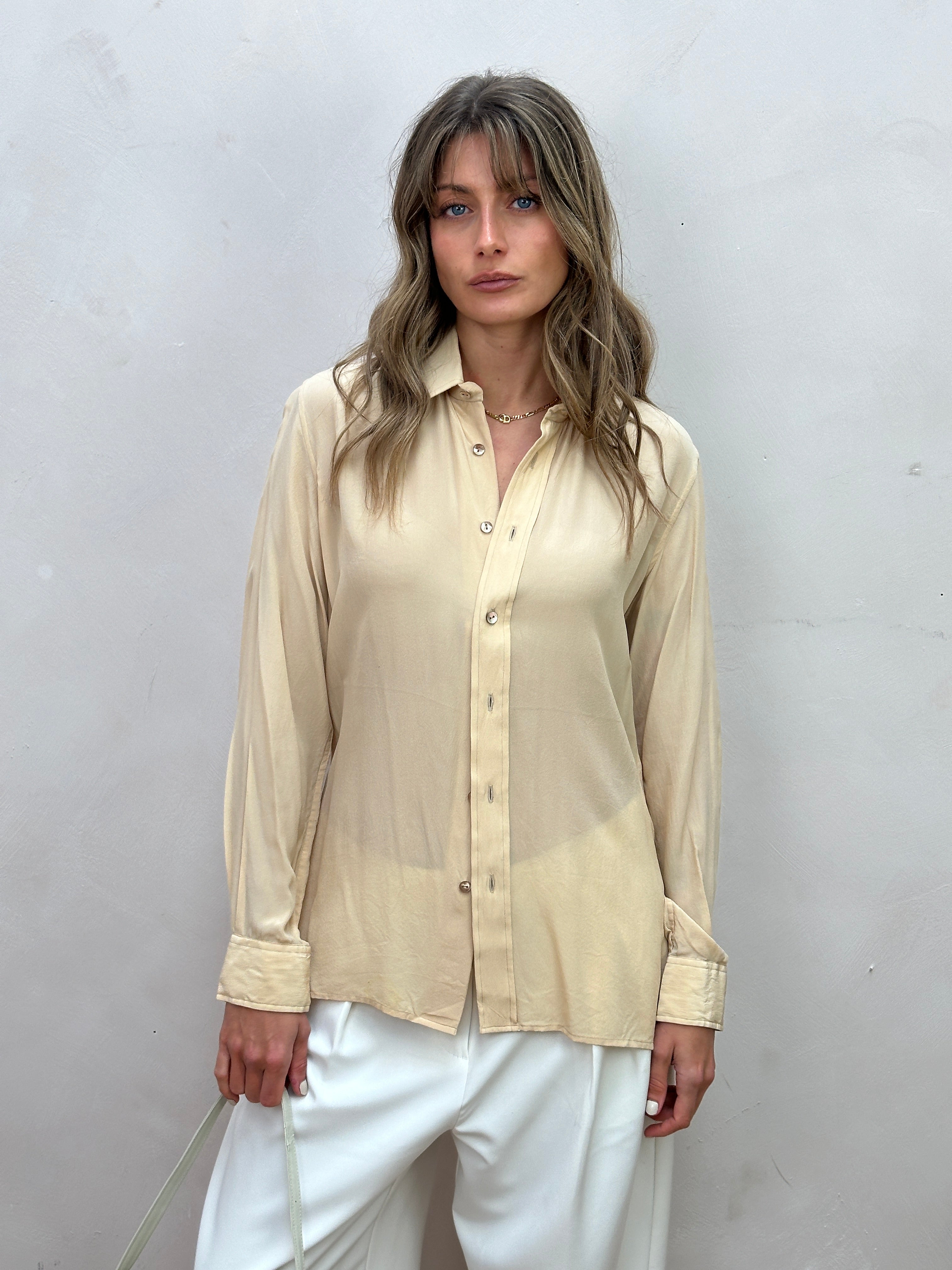 Vintage Silky Dagger Collar Shirt - M - SYLK