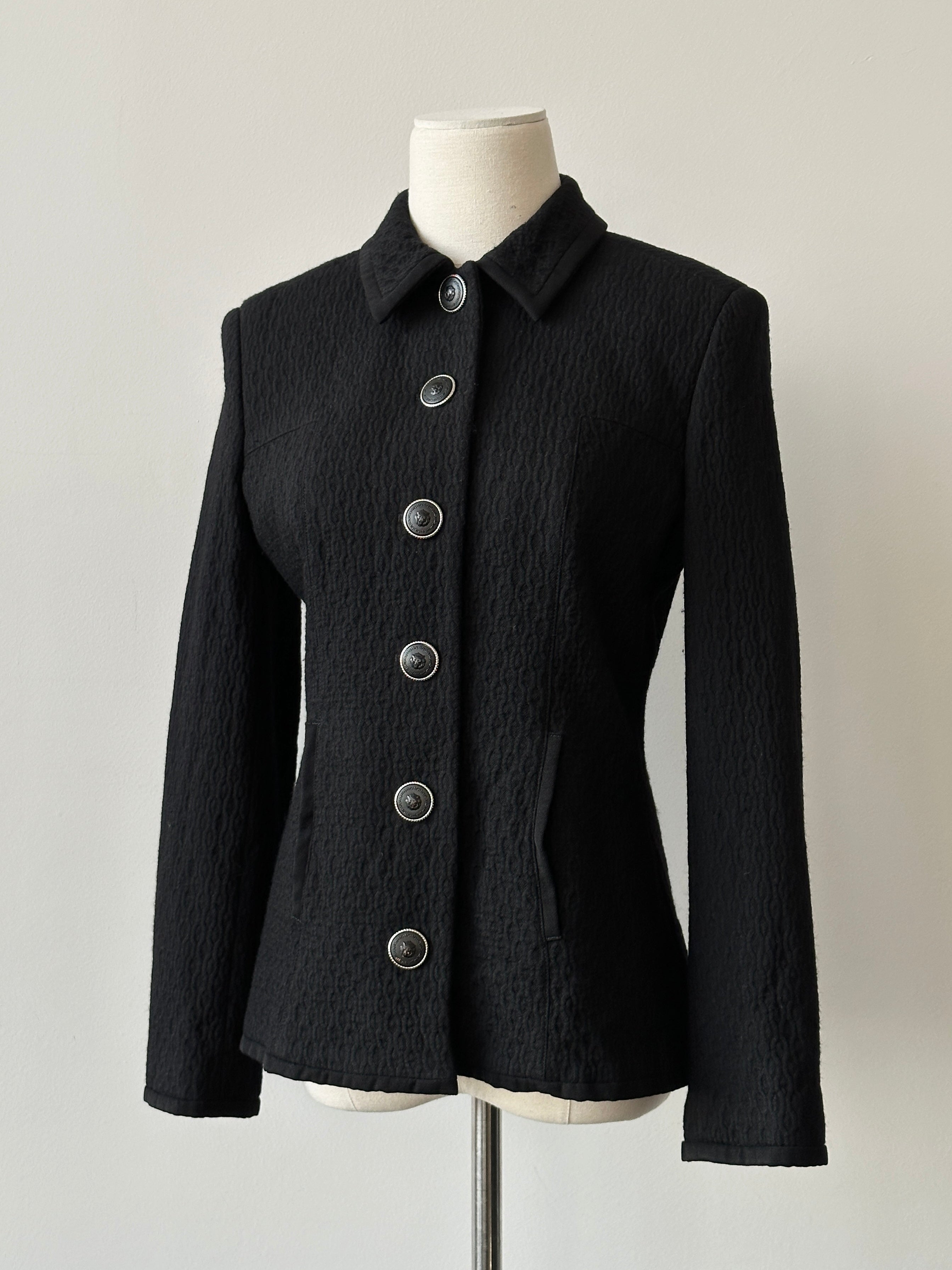 Versace Versus 1990s Wool Silk Lion Head Fitted Jacket - S