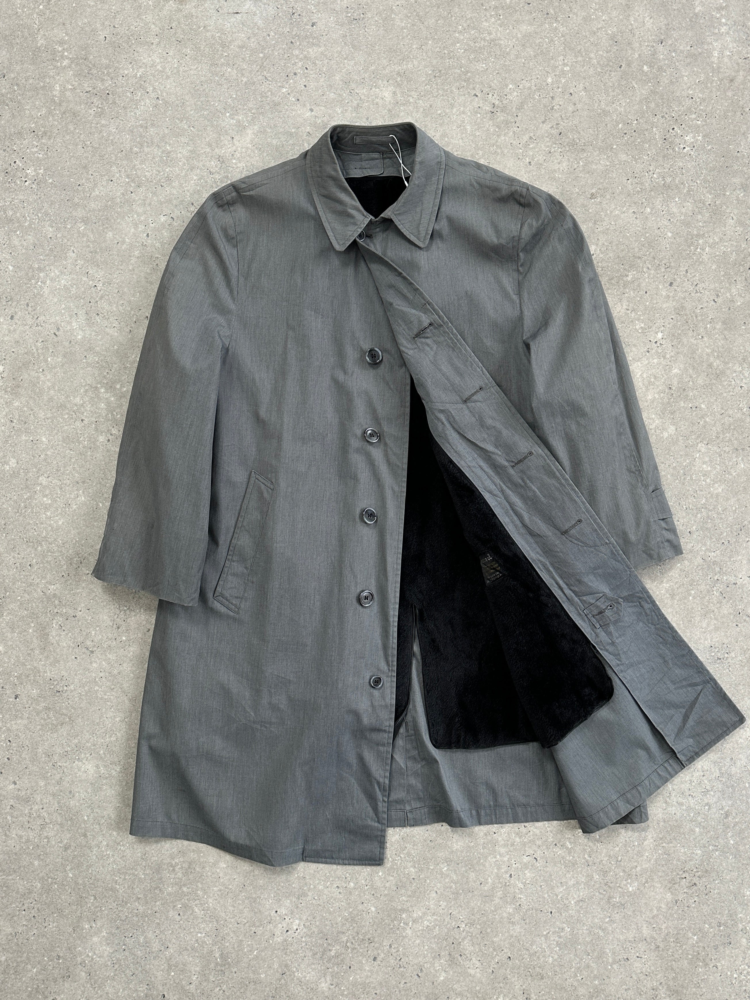 London Fog XL trench coat with concealed placket, classic beige color, displayed on a hanger with a neutral background.