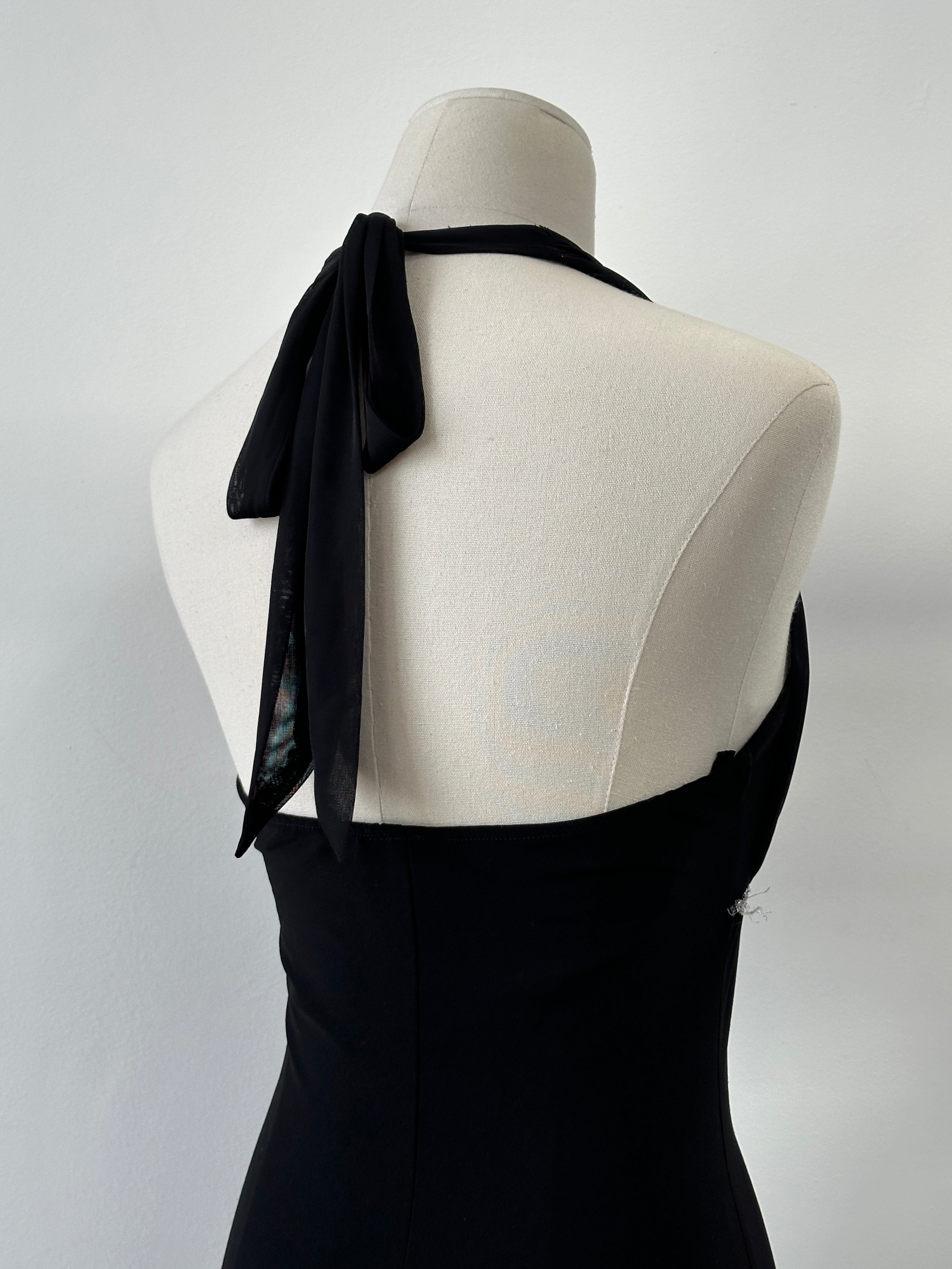 Vintage 2000s Halterneck Handkercheif Midi Dress - M
