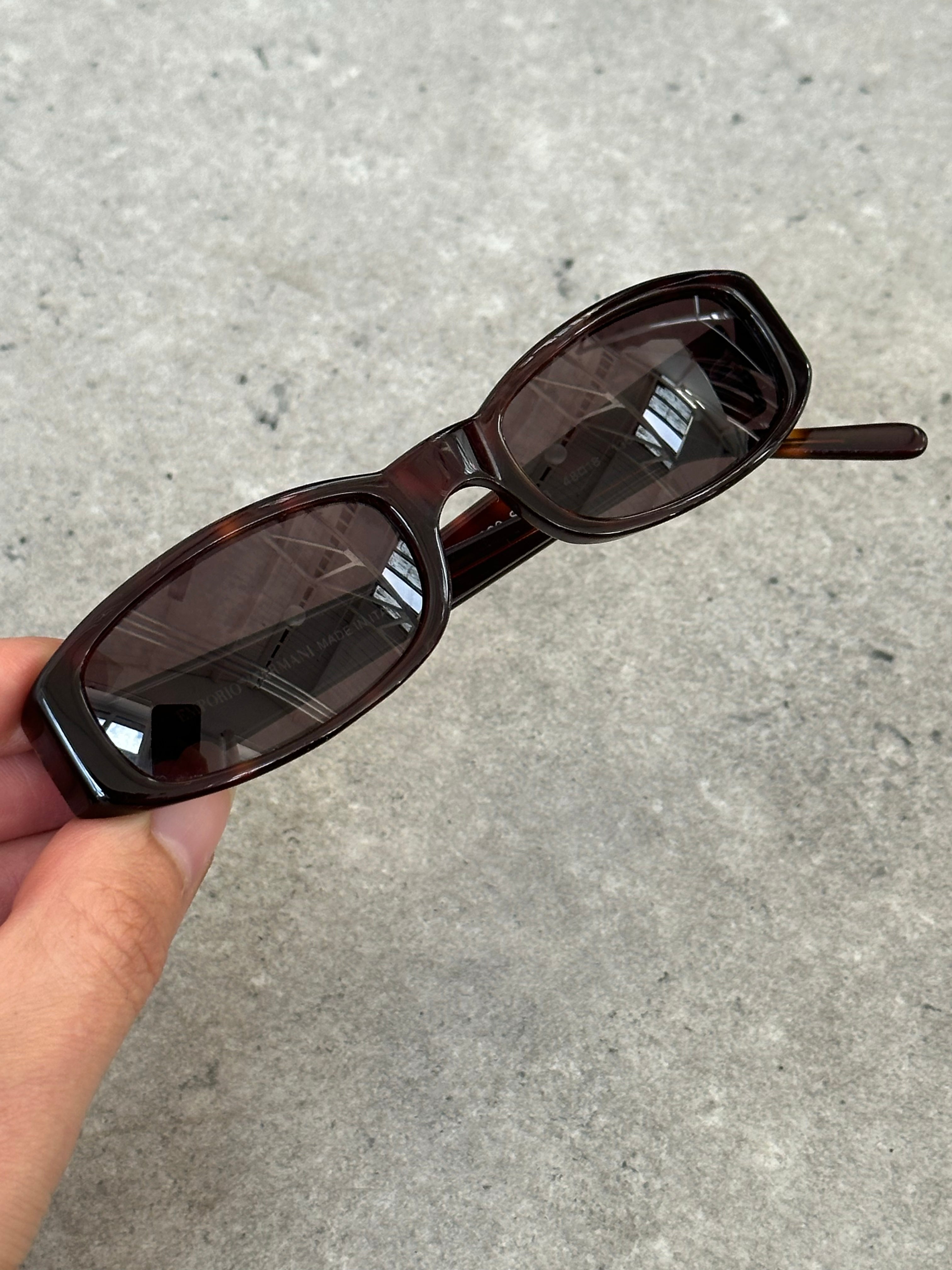 Emporio Armani 1990s Tortoiseshell Rectangle Mini Sunglasses