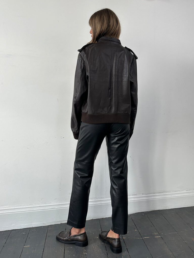 Vintage High Waisted Smooth Leather Trousers - W26 - SYLK