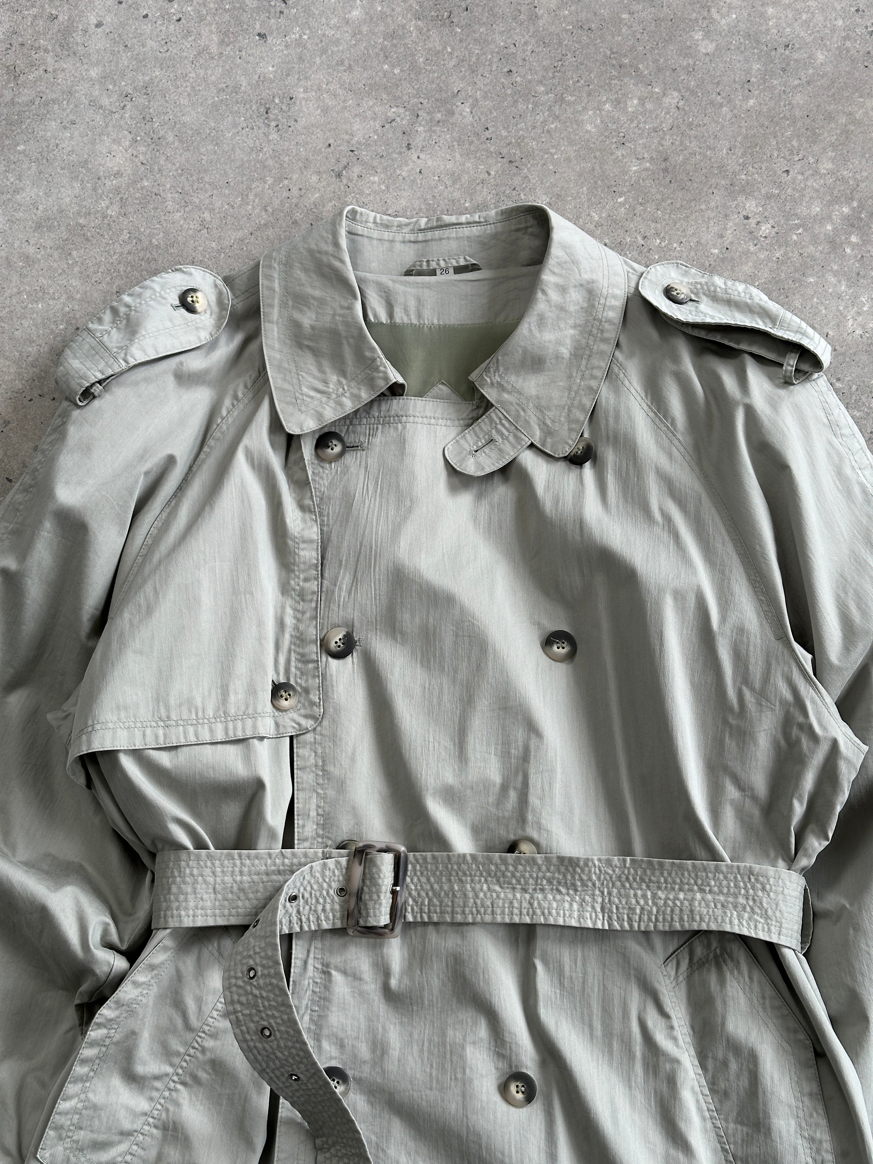 Vintage Cotton Double Breasted Belted Trench Coat - XXL - SYLK