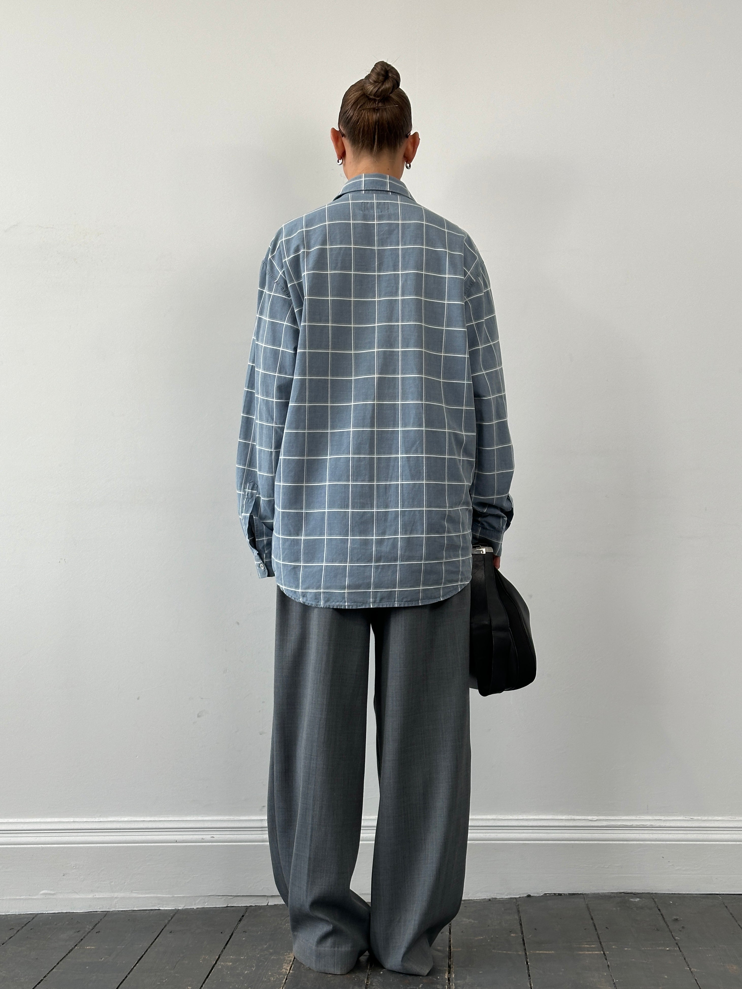 Armani Jeans check flannel pure cotton logo shirt in XXL, featuring a classic plaid pattern and button-front design.
