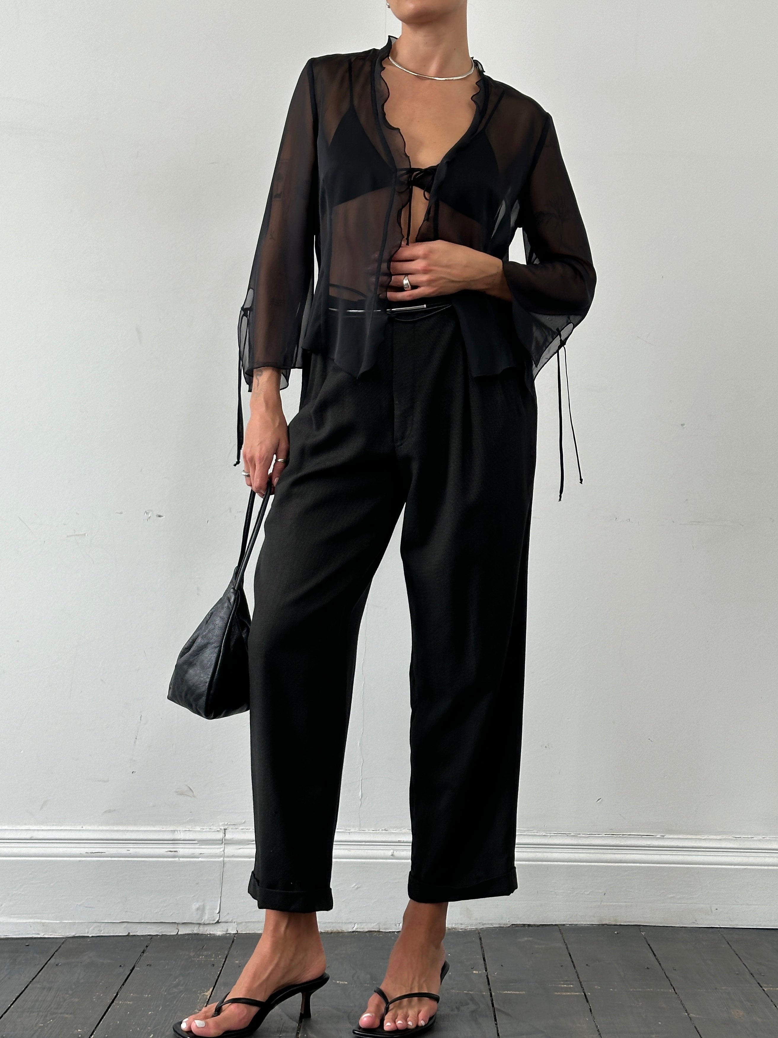 Christian Dior Monsieur wool tailored trousers in straight-leg style, shown in size W36, with classic dark fabric and crisp fit.