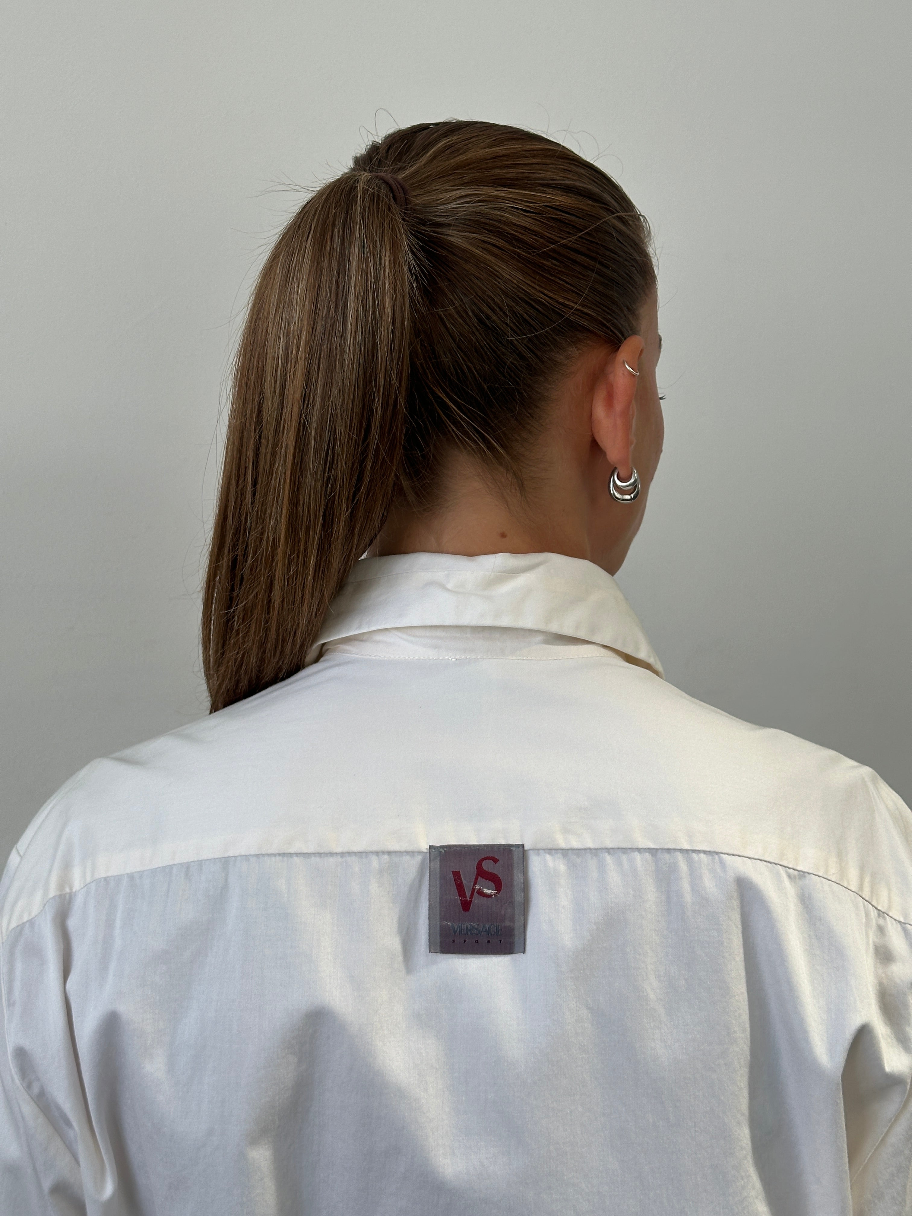 Versace Sport 90s pure cotton shirt in size L, featuring a classic design and soft fabric, perfect for casual wear.