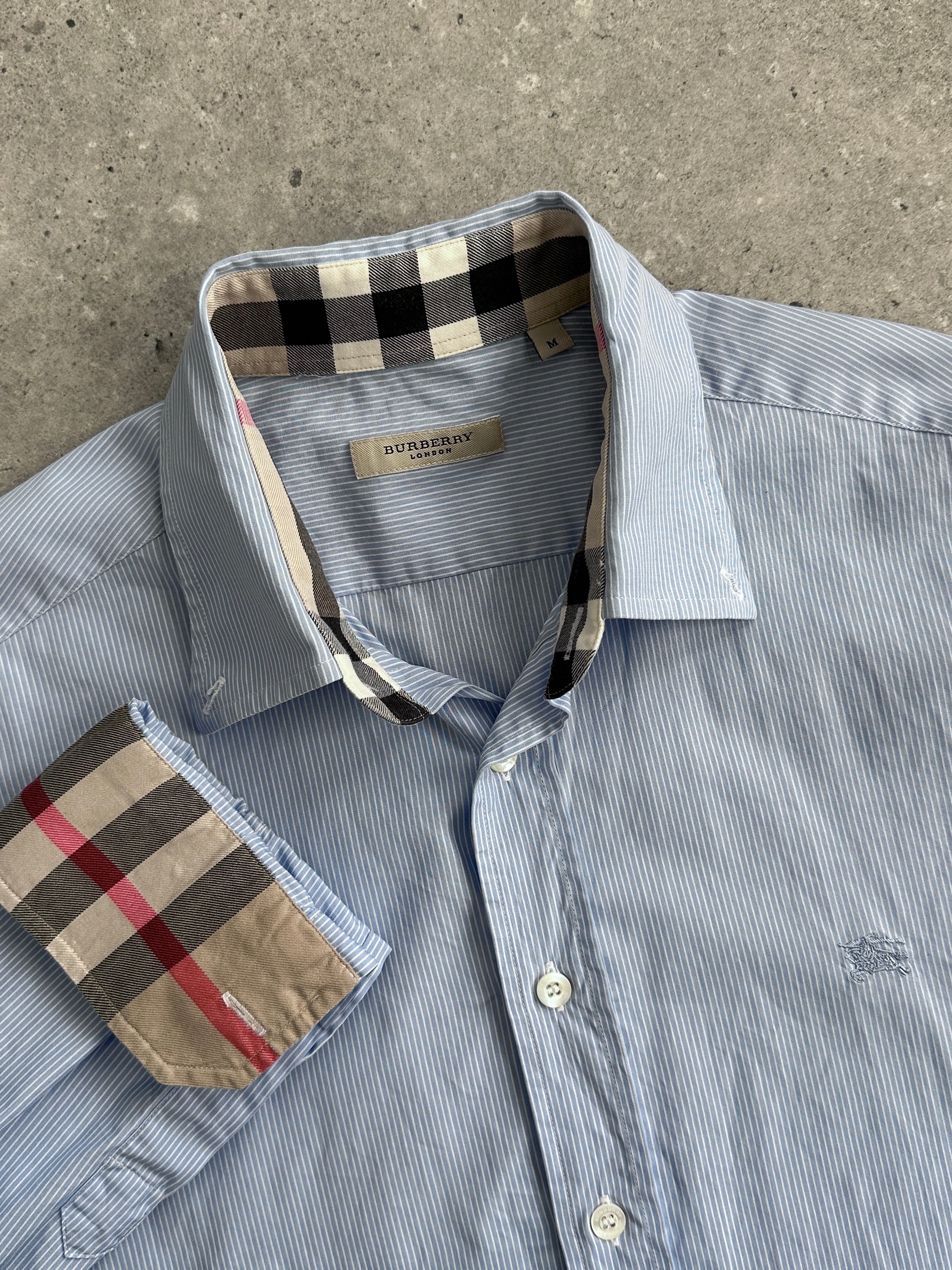 Burberry London Cotton Stripe Logo Shirt - M - SYLK