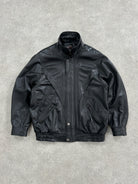Vintage 1990s High Neck Leather Bomber Jacket - XL - SYLK
