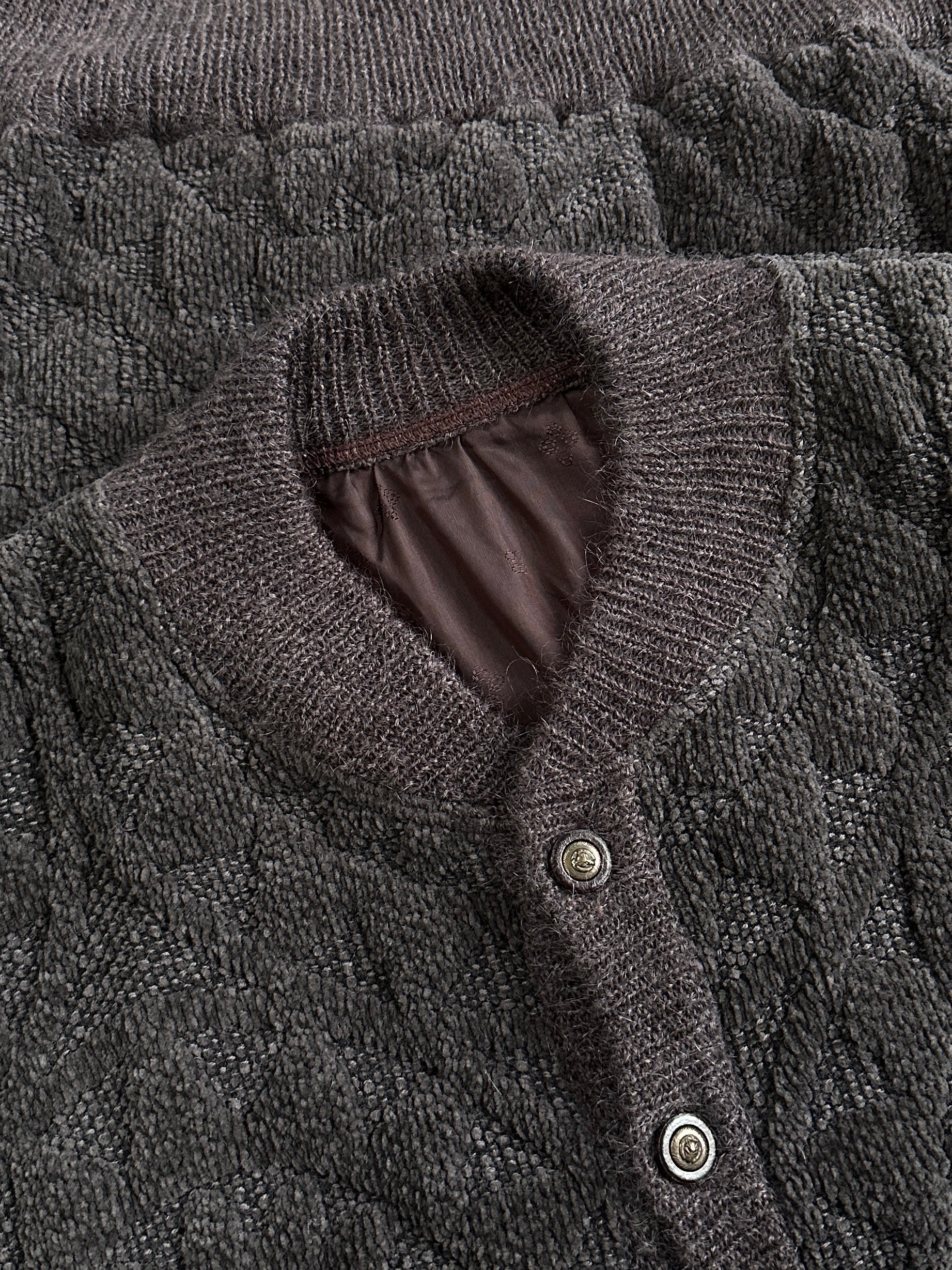 Vintage 1980s cotton knit bomber jacket in XL, featuring classic design and ribbed cuffs, front zipper, and retro style.