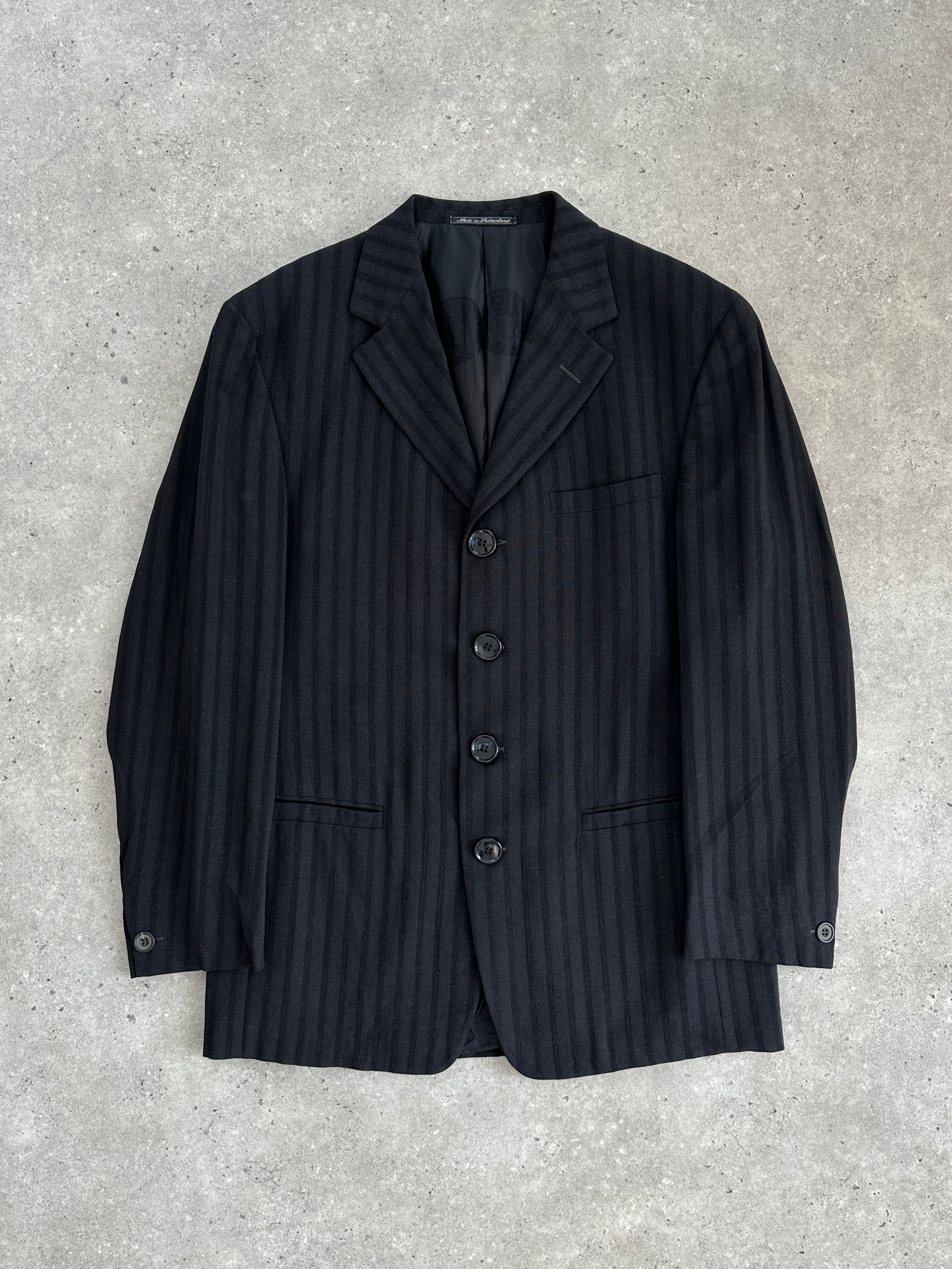 Versace Gianni Versace Couture stripe single-breasted blazer in size 40R/L, shown in a tailored fit with classic lapel design.