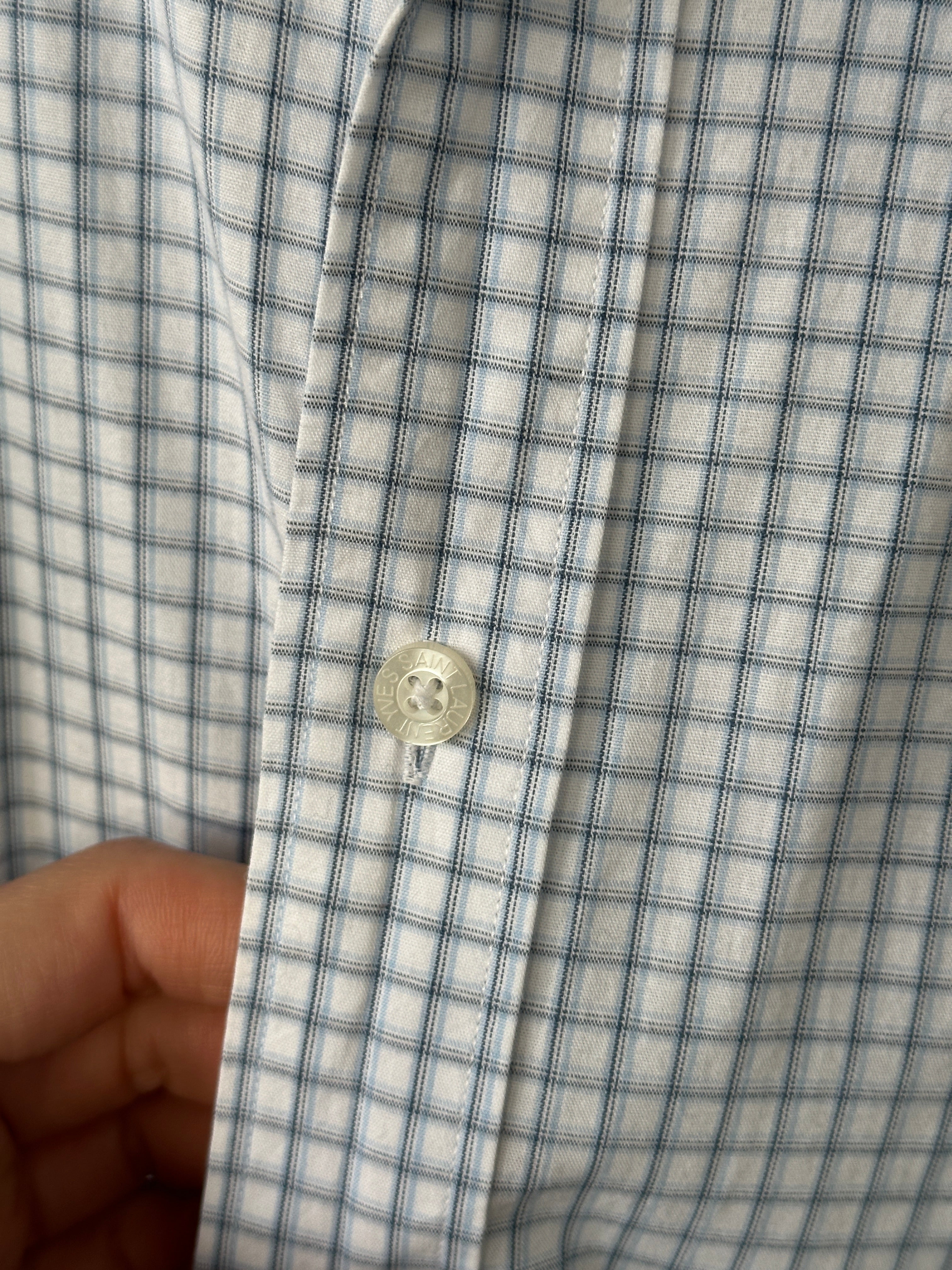 Yves Saint Laurent Pour Homme check cotton shirt in XXL, featuring a classic plaid pattern and button-down collar.