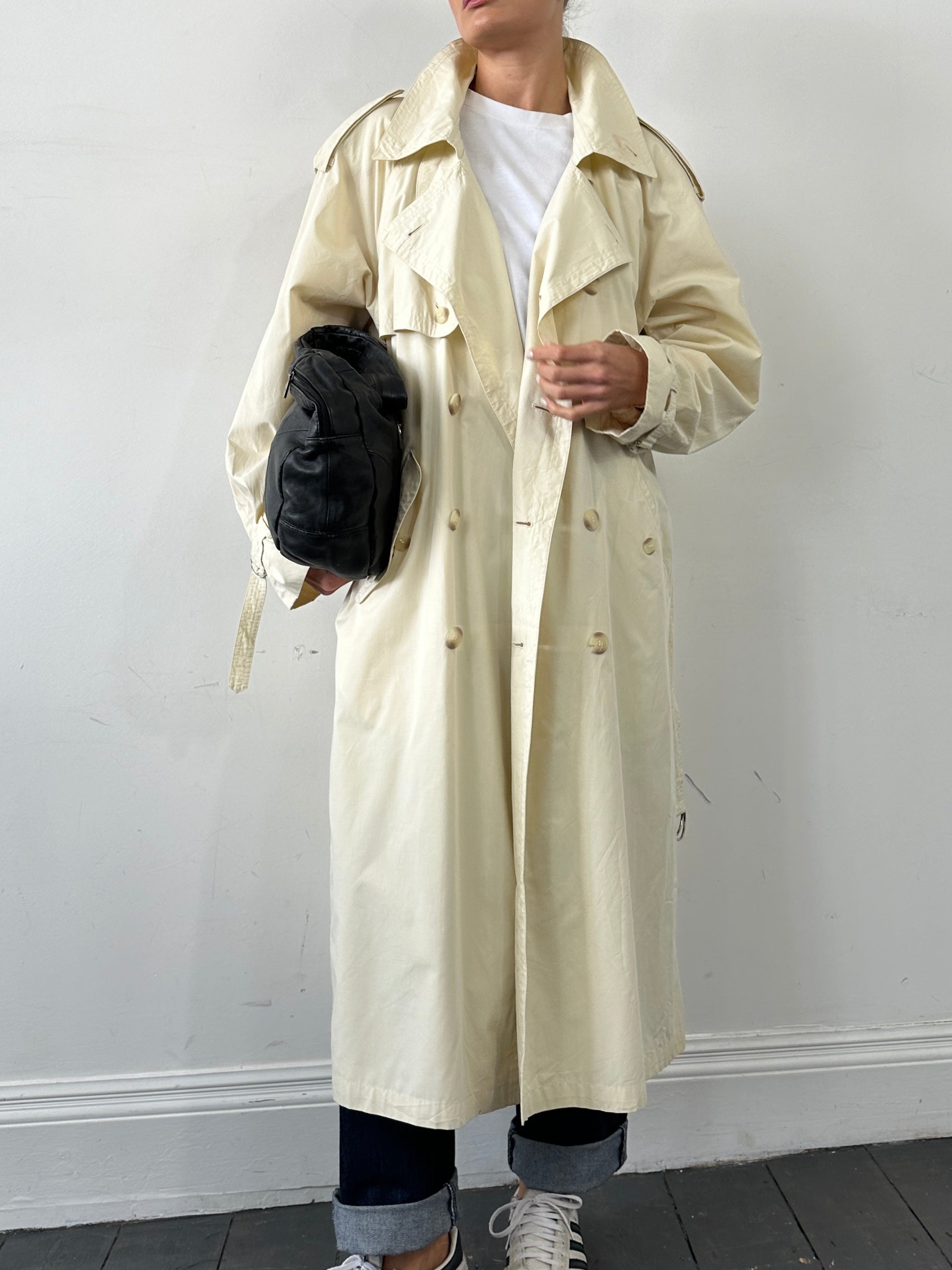 Yves Saint Laurent Pour Homme trench coat in XL/XXL, stylish men's outerwear with classic design and tailored fit.