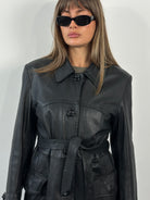 Vintage 1990s Belted Leather Jacket - M - SYLK