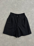 Vintage Cotton High Waisted Pleated Shorts - W24 - SYLK