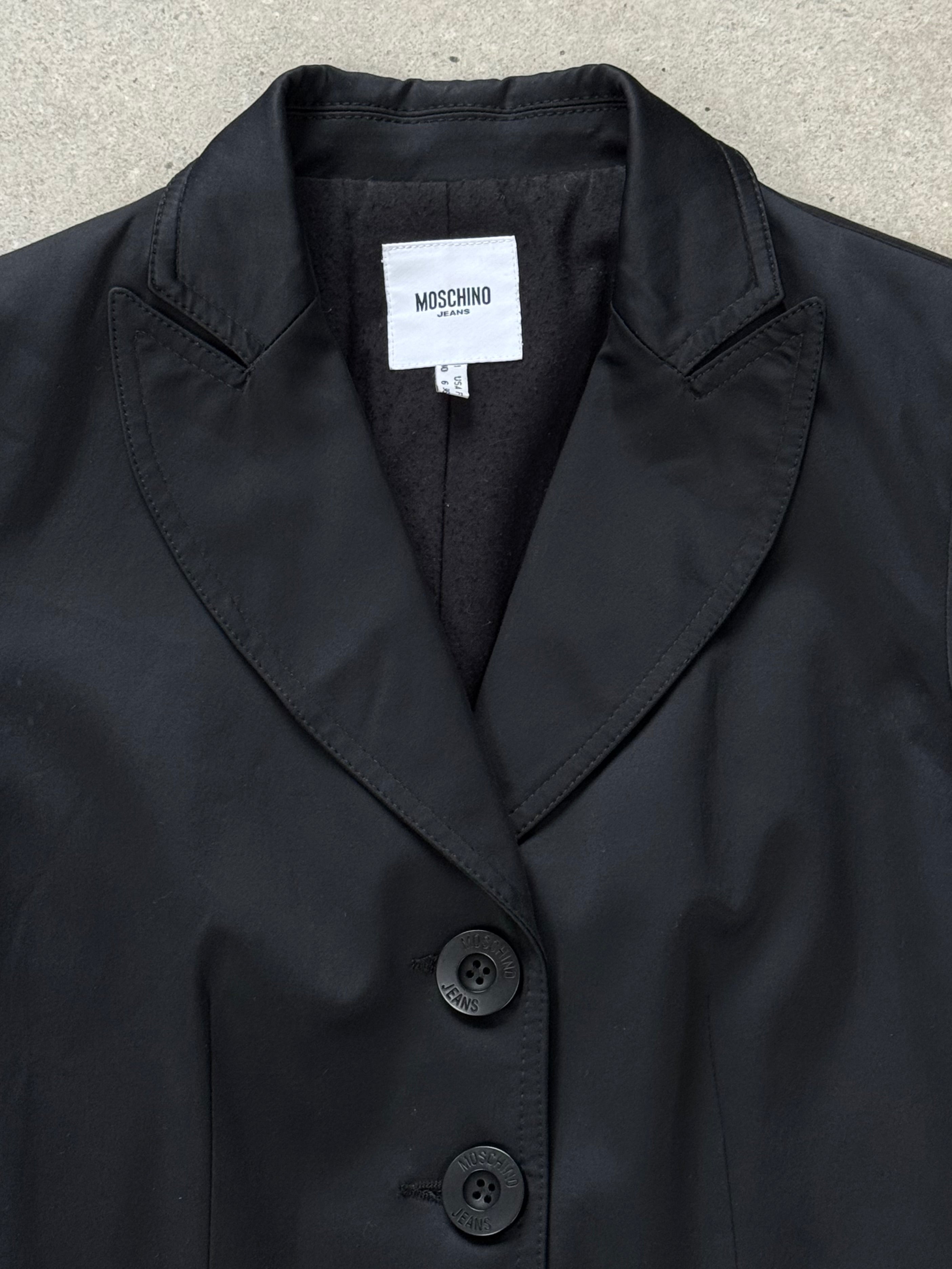 Moschino 2000s Dagger Collar cotton fitted blazer in XS, stylish blazer with unique collar detail and tailored fit.