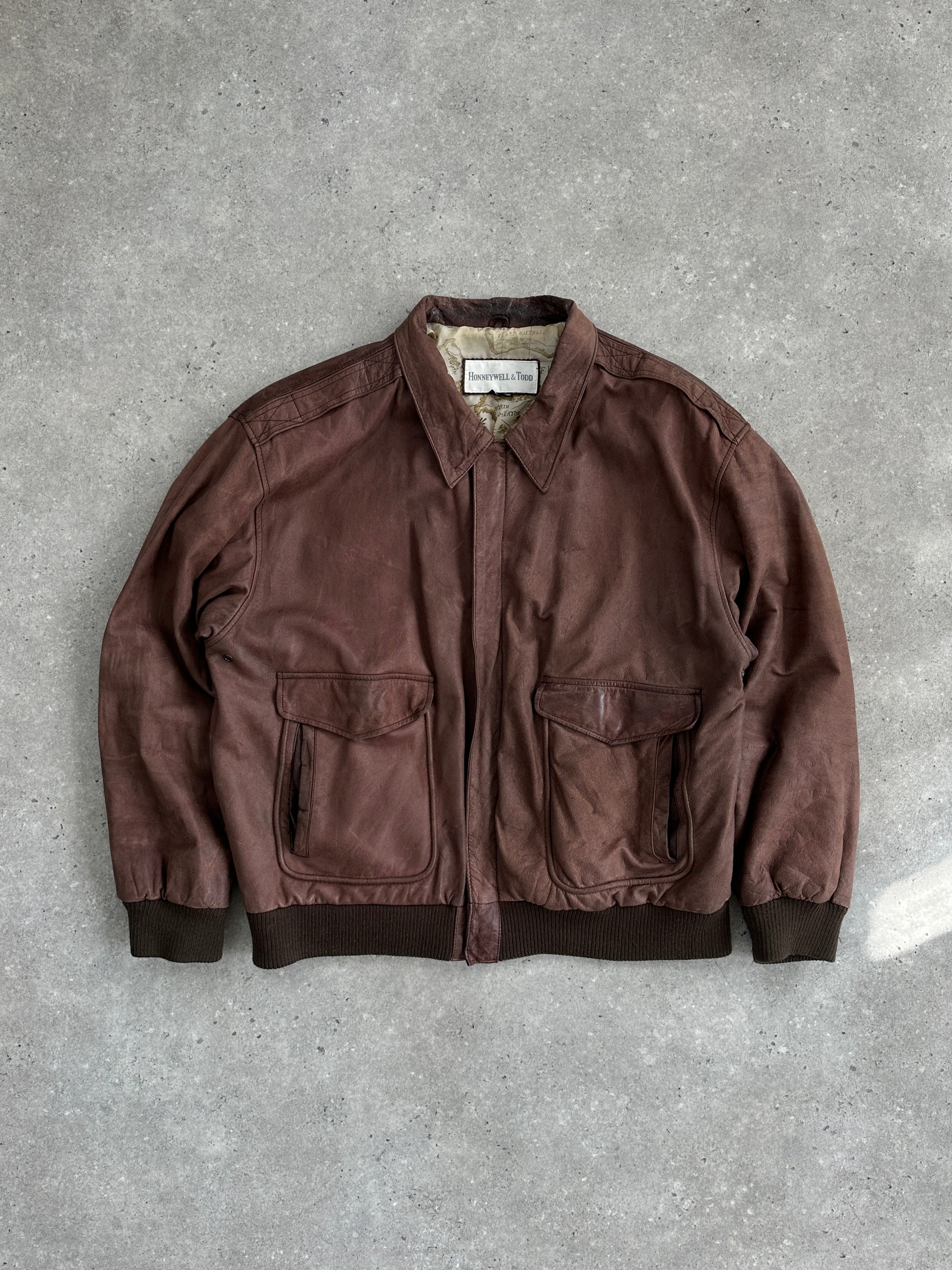 Vintage Leather Bomber Jacket - L/XL - SYLK
