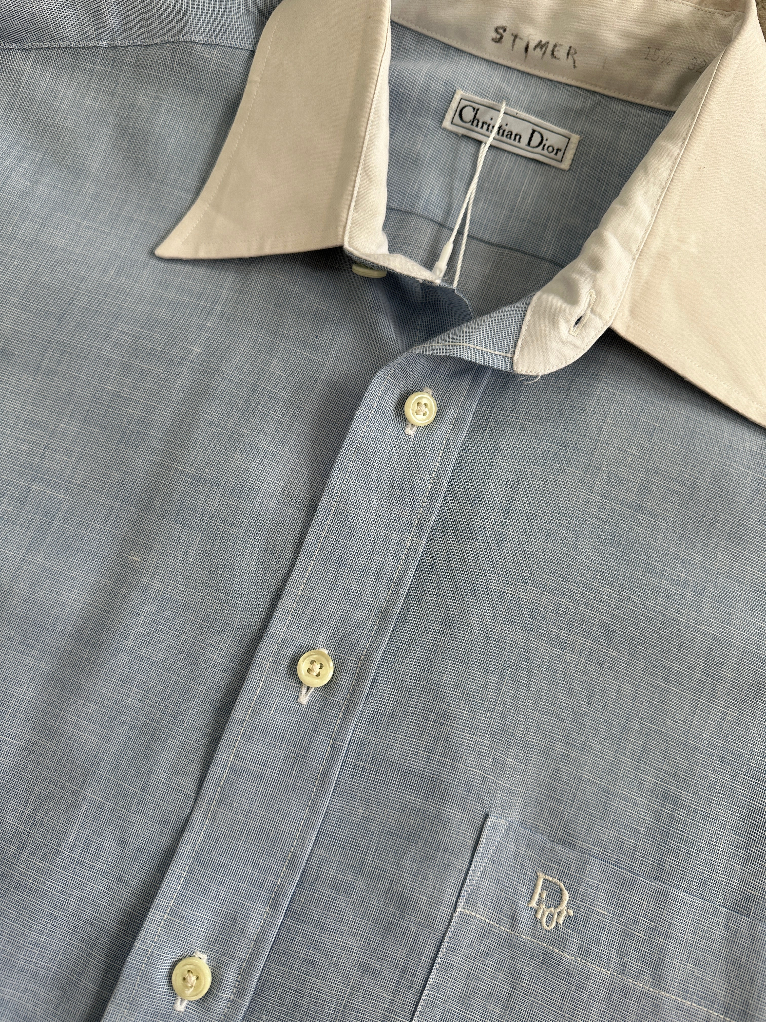 Christian Dior contrast collar logo shirt in size M/L, showcasing the stylish design and brand signature details.