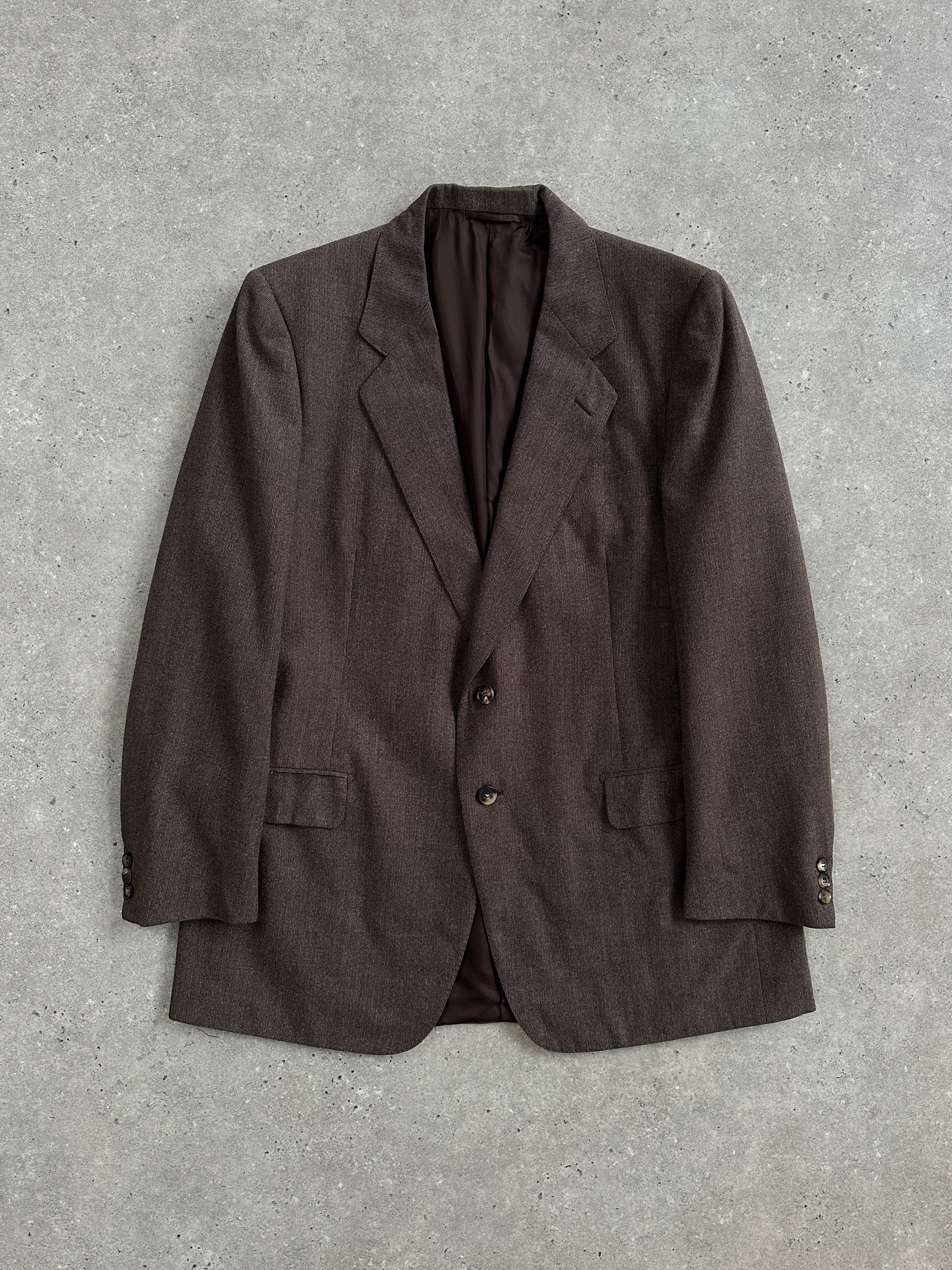 Burberry 1990s pure wool single-breasted blazer in size 42R/L, classic tailored design with check pattern detail.