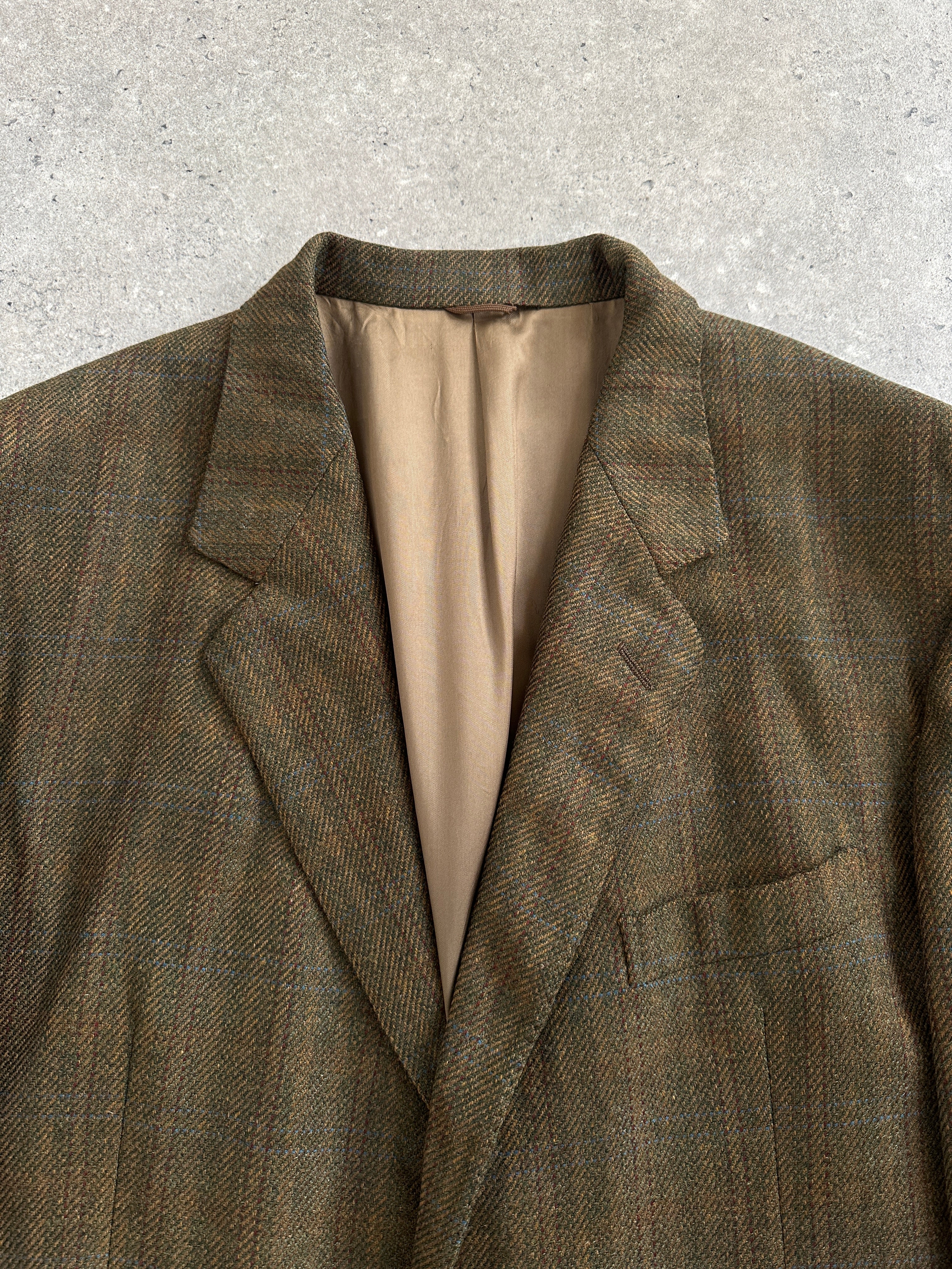 Loro Piana Del Mare 1911 wool cashmere check blazer, 44R/XL, tailored fit with classic plaid pattern and structured lapel.