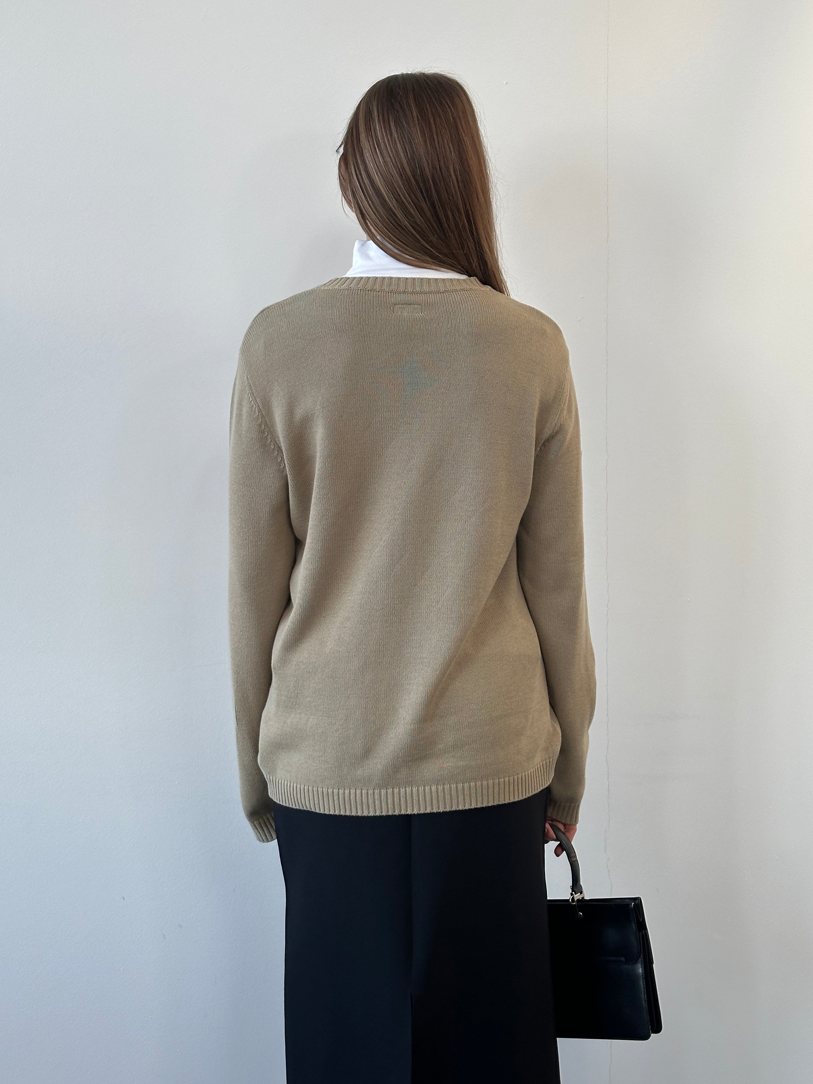 Armani Jeans 1990s pure cotton logo knitted jumper in size L, featuring a classic design and visible Armani logo on the front.