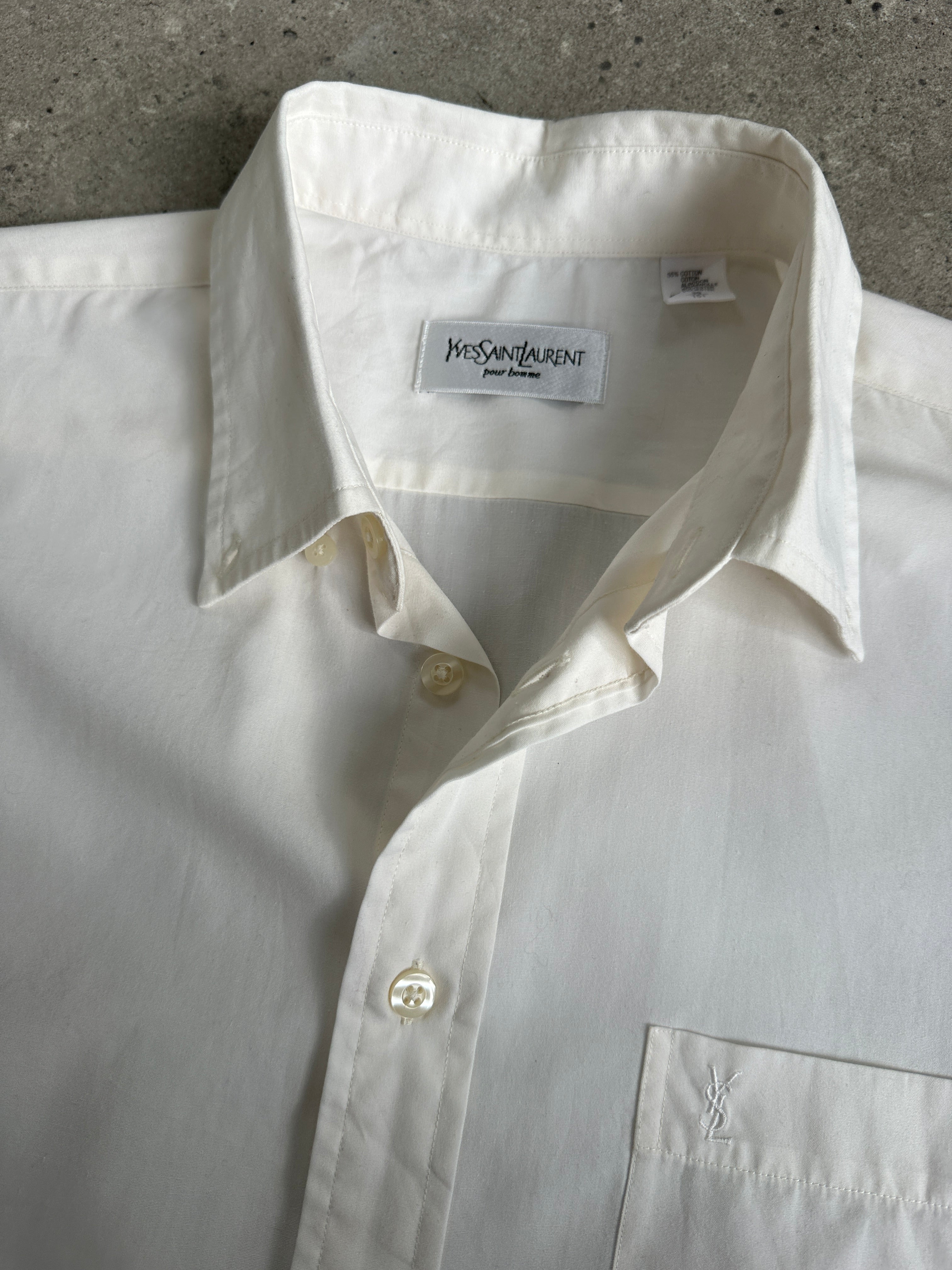 Yves Saint Laurent Pour Homme 2000s Cotton Logo Shirt - M