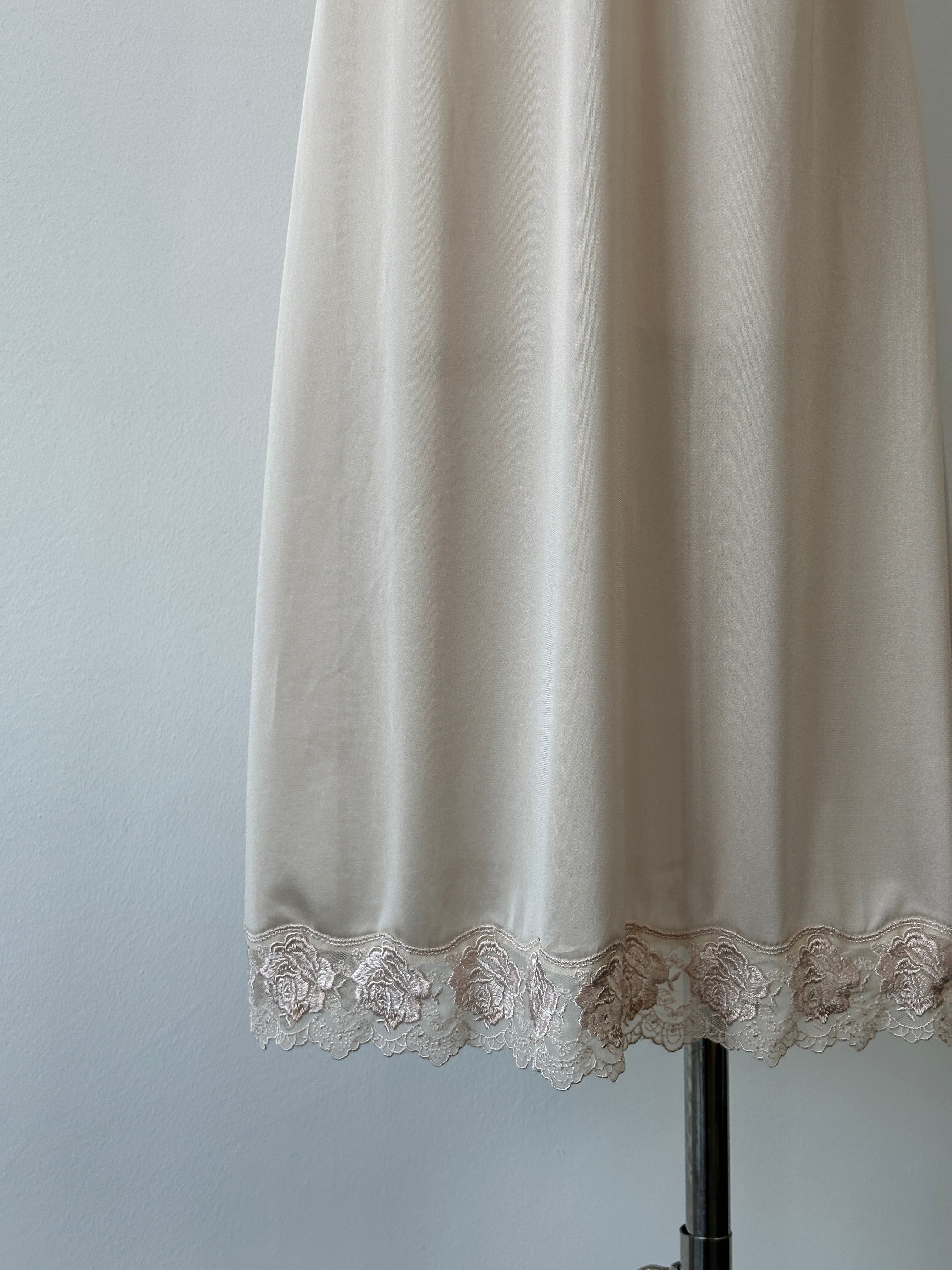 Japanense Vintage 1990s Satin Lace Midi Slip Dress - M