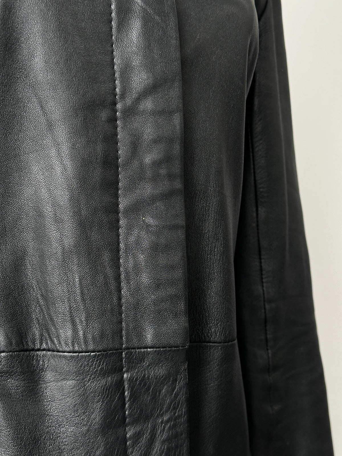 Vintage 1990s High Neck Concealed Placket Leather Trench Coat - XS-S