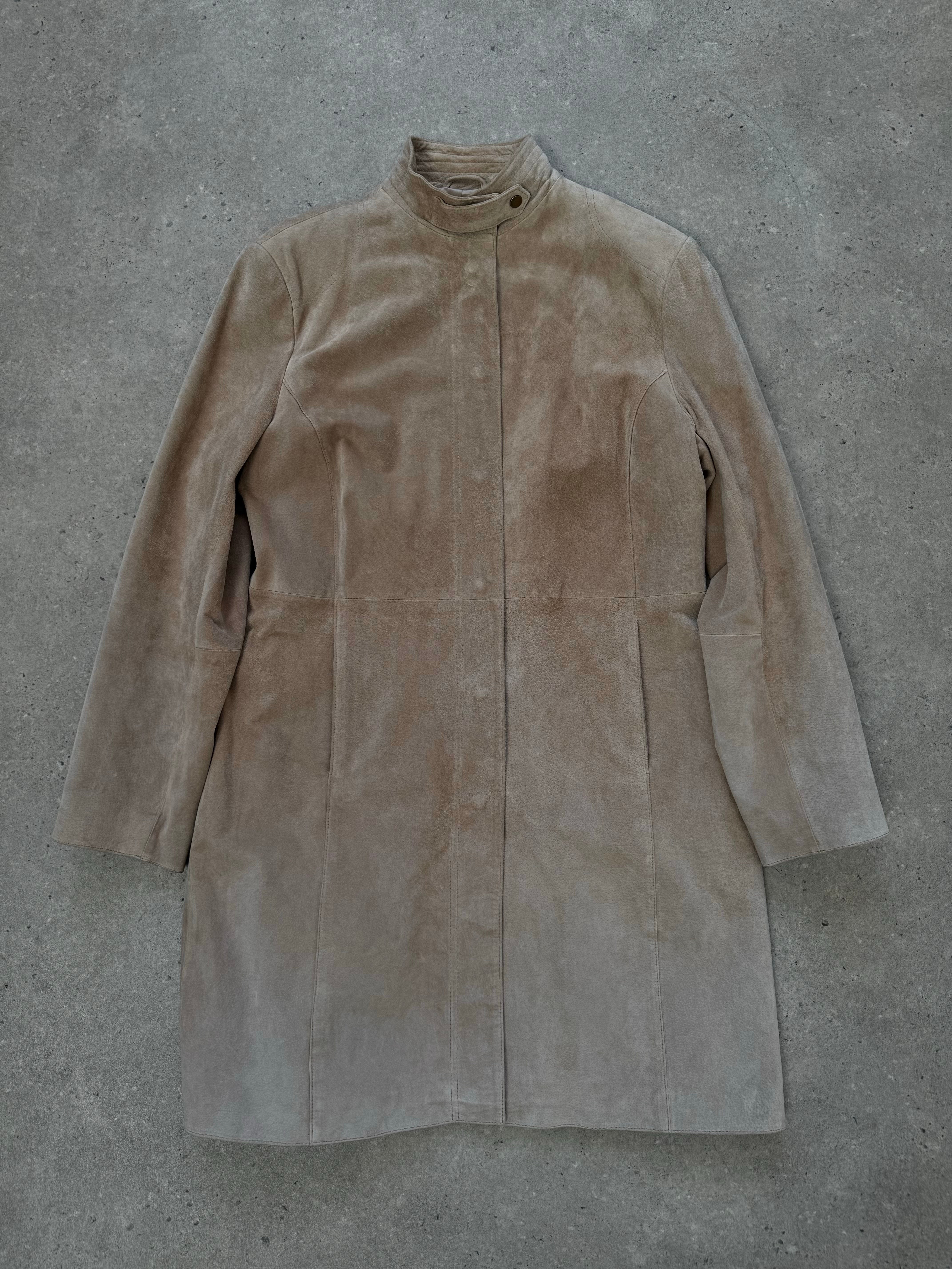 Vintage 1990s Suede High Neck Leather Jacket - M