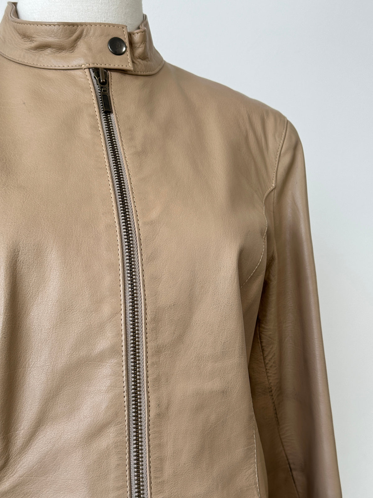 Vintage 1990s Fitted Moto Leather Jacket - S-M
