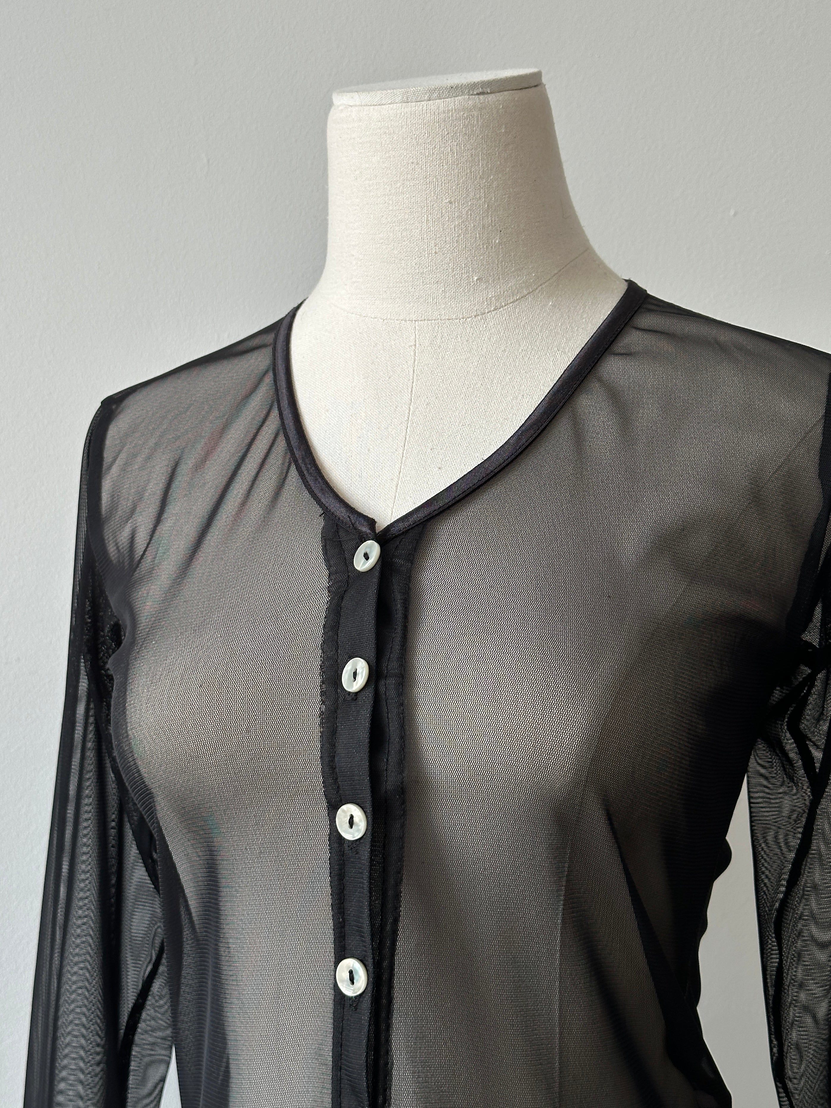 Vintage 1990s Nylom Sheer Cardigan - S
