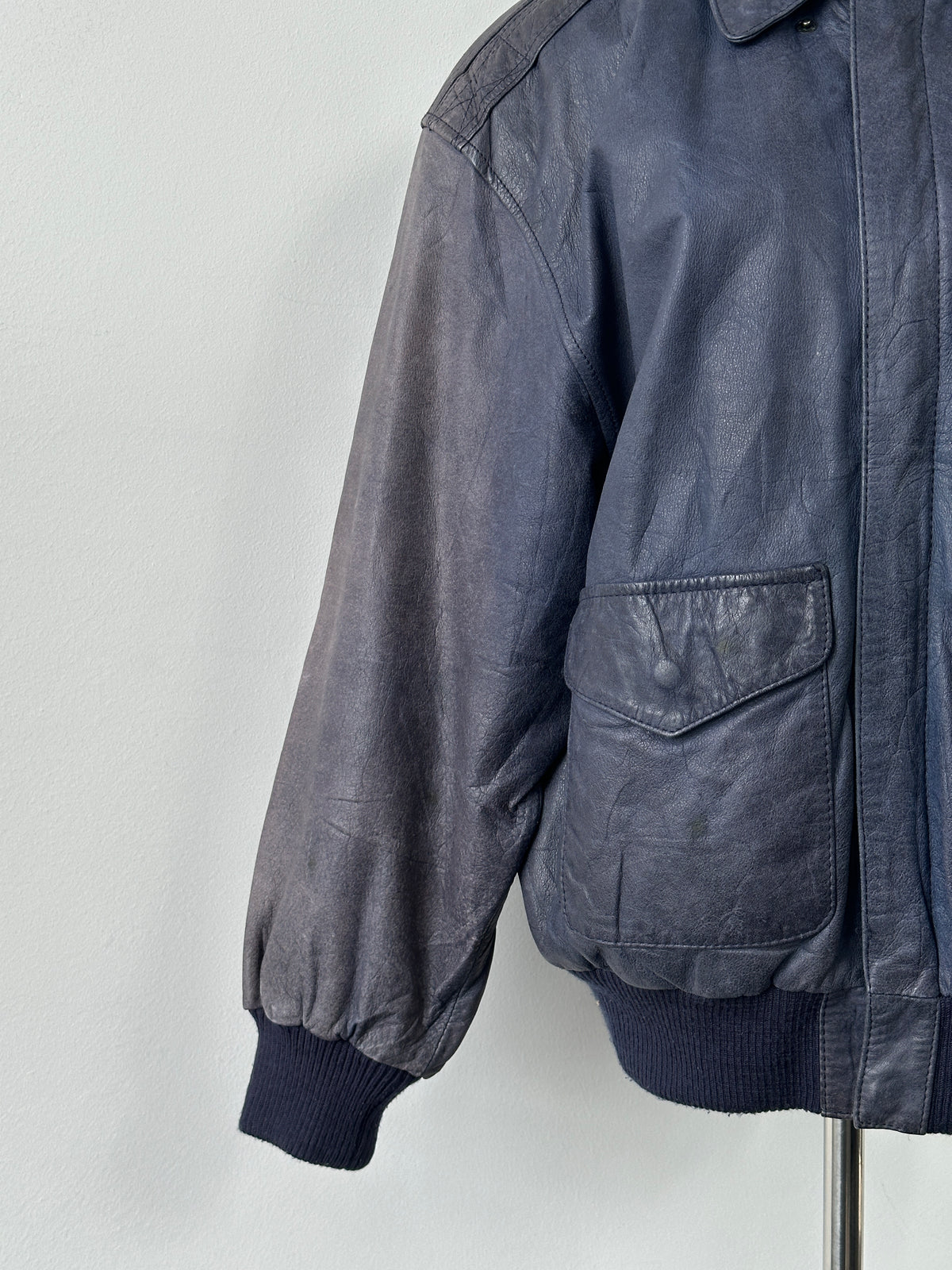 Vintage 1990s Bomber Leather Jacket - M