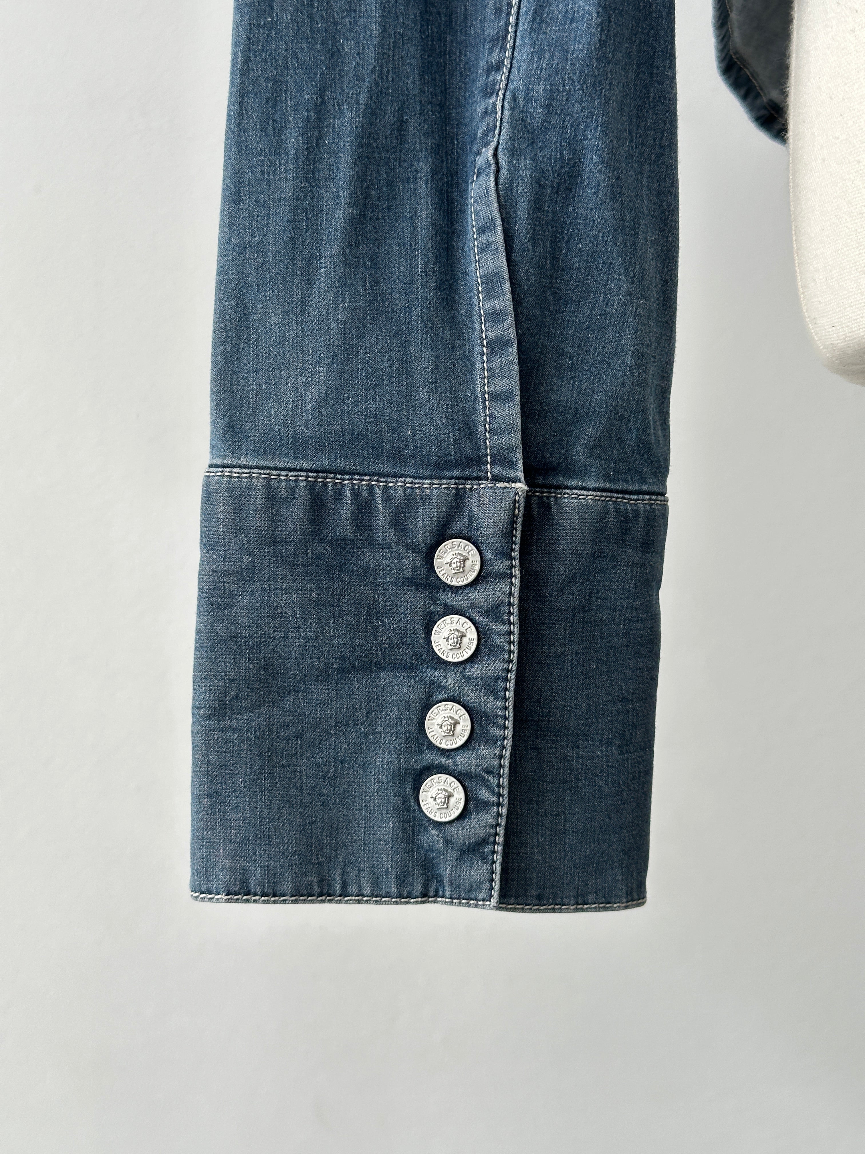 Versace Jeans Couture 2000s Bespoke Button Denim Shirt - M