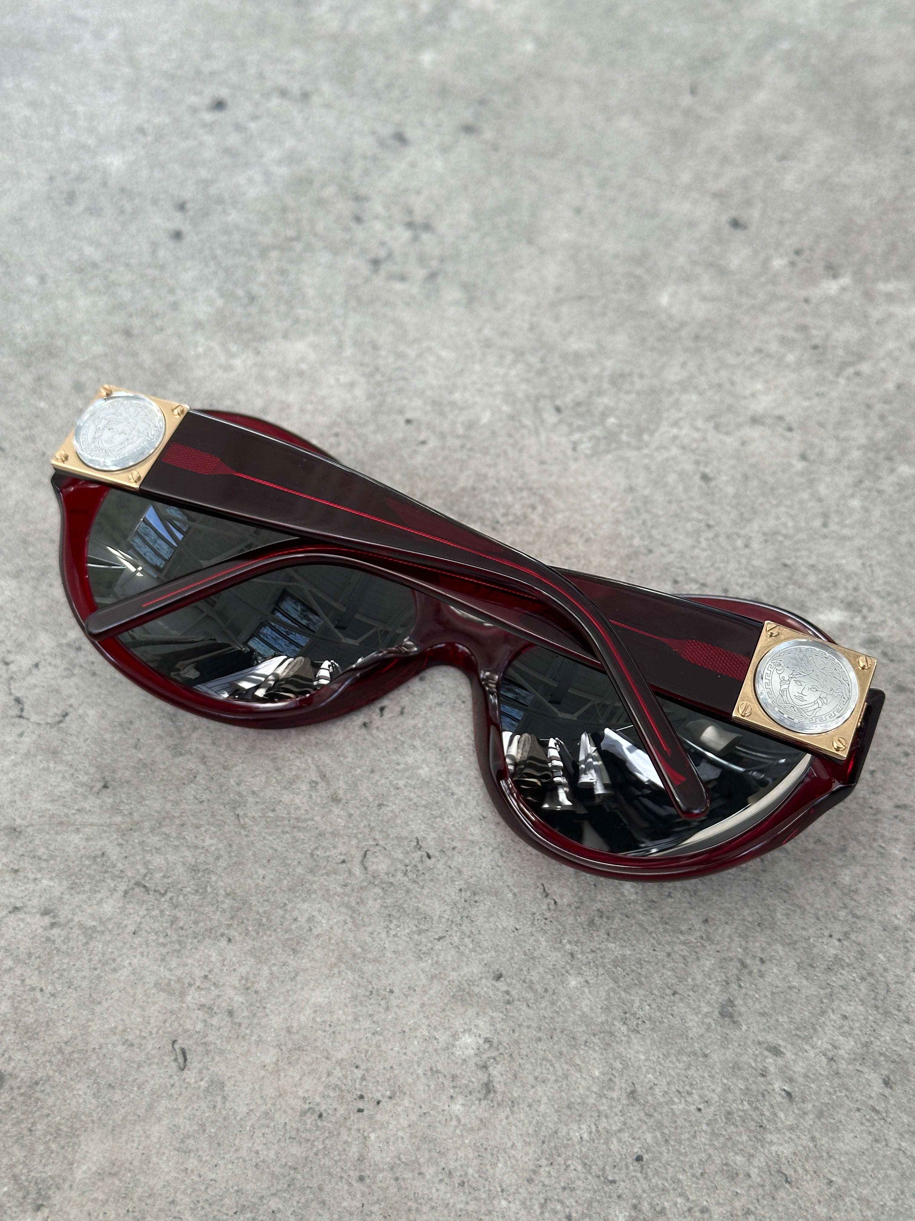 Versace 1990s Oversized Round Medusa Logo Sunglasses