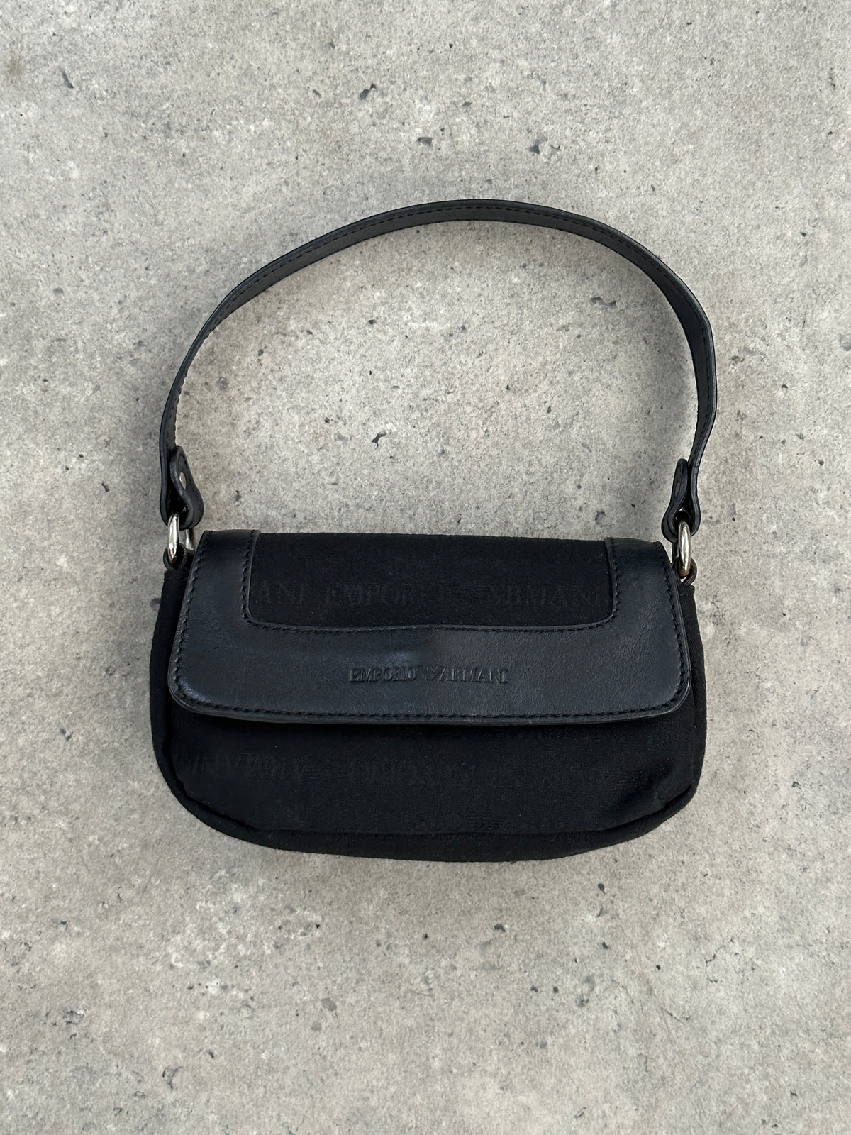 Emporio Armani 1990s Leather Monogram Mini Shoulder Bag