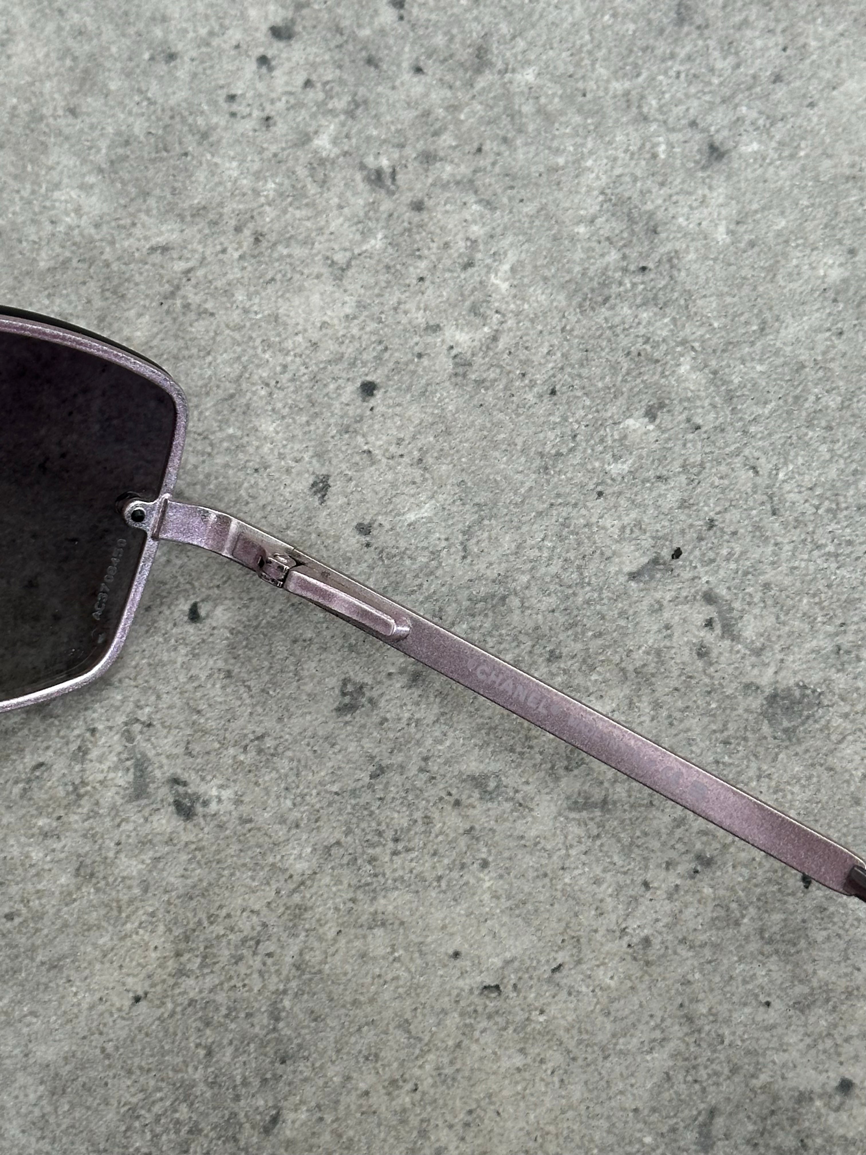 Chanel 2000s Rimless Crystal Bar Rectangle Sunglasses