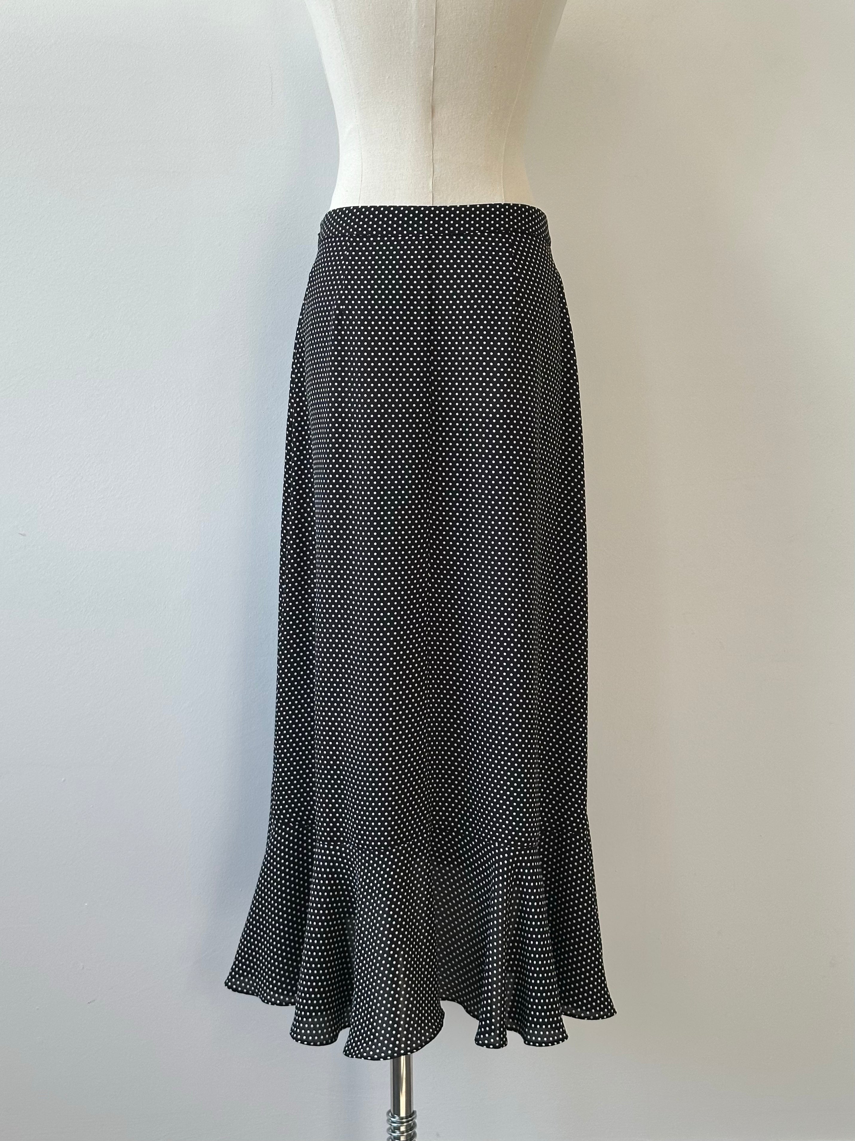 Vintage 2000s Polka Dot Ruffle Midi Skirt - W26